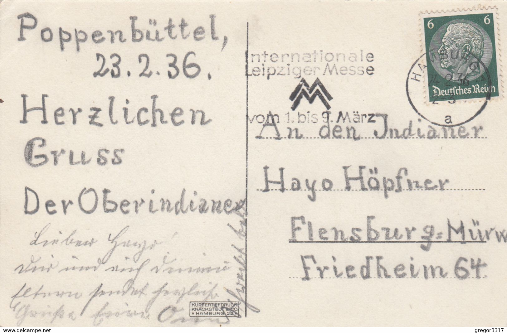 3720) Restaurant RANDEL - Waldhof POPPENBÜTTEL - Alt !! Gel. Hamburg 24.02.1936 ! - Wolfenbuettel