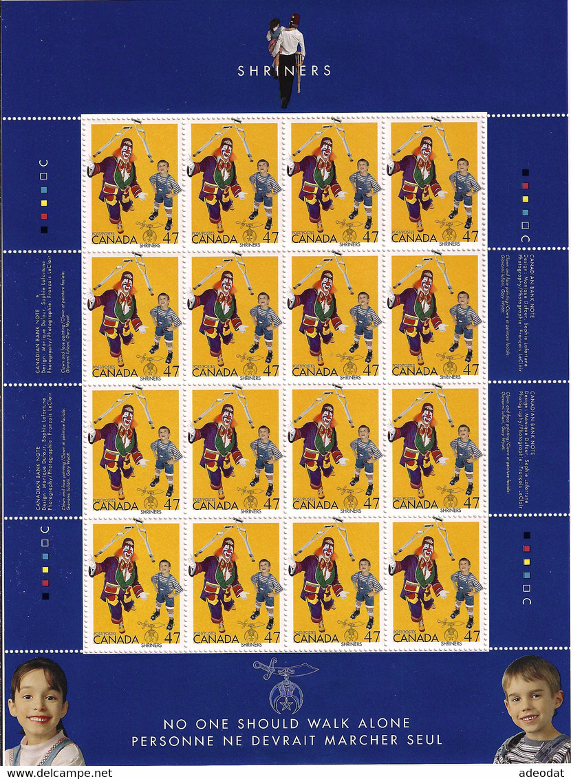 CANADA 2001 SCOTT 1917 PANE OF 16 - Full Sheets & Multiples