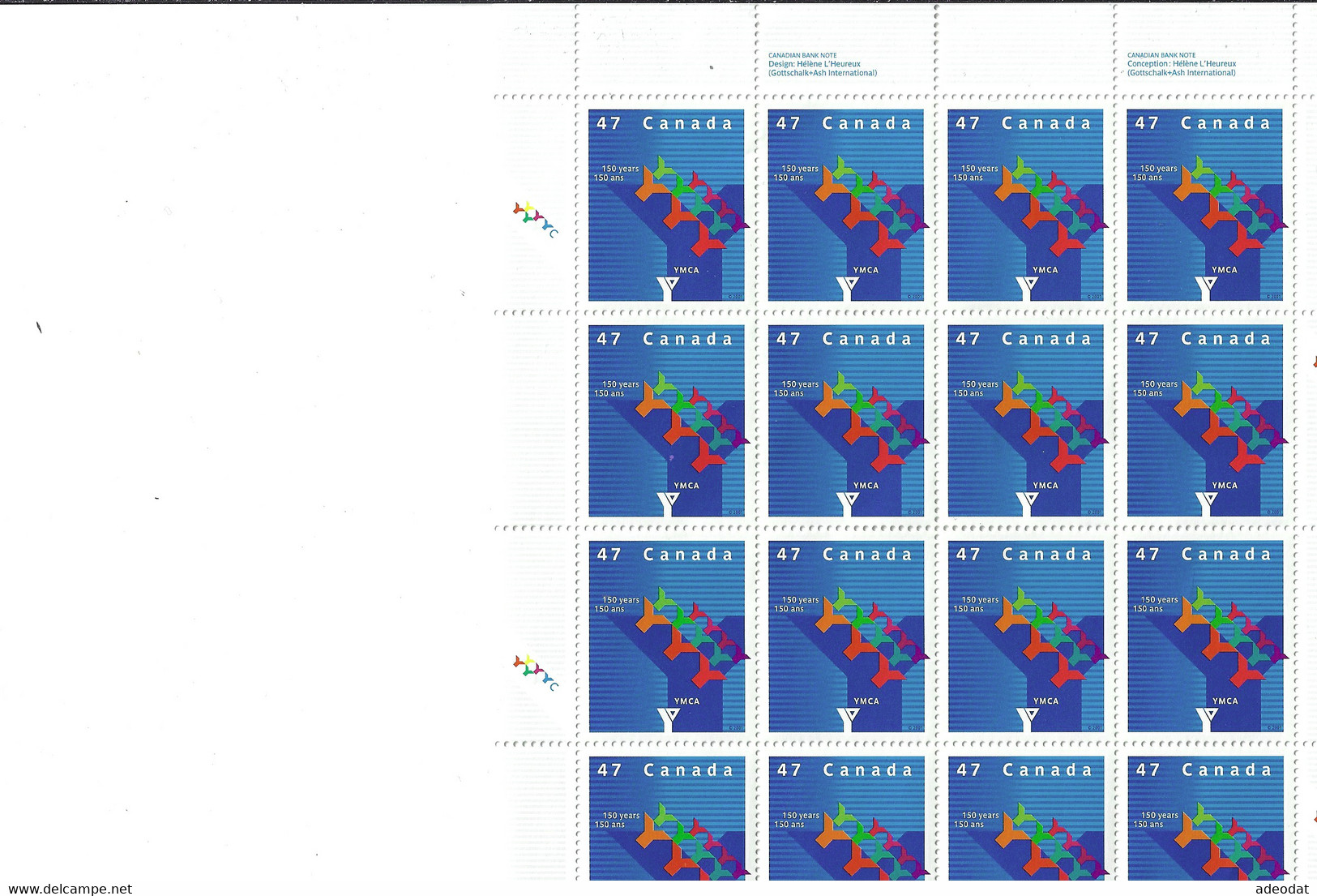 CANADA 2001 SCOTT 1925 PANE OF 16 - Feuilles Complètes Et Multiples