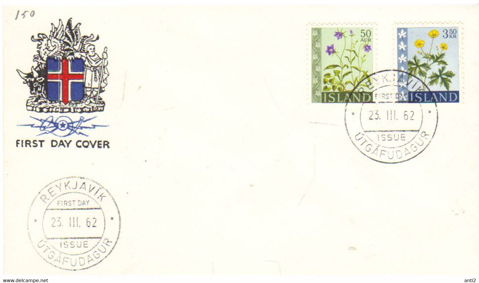 Iceland Island 1962 Flowers,Round-leaved Bluebells (Campanula Rotundifolia), Sharp Buttercup   Mi 359-360 FDC - Storia Postale