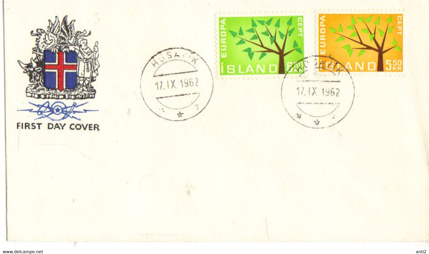 Iceland Island 1962 Europa - Tylized Tree With 19 Leaves  Mi 364-365 FDC - Storia Postale