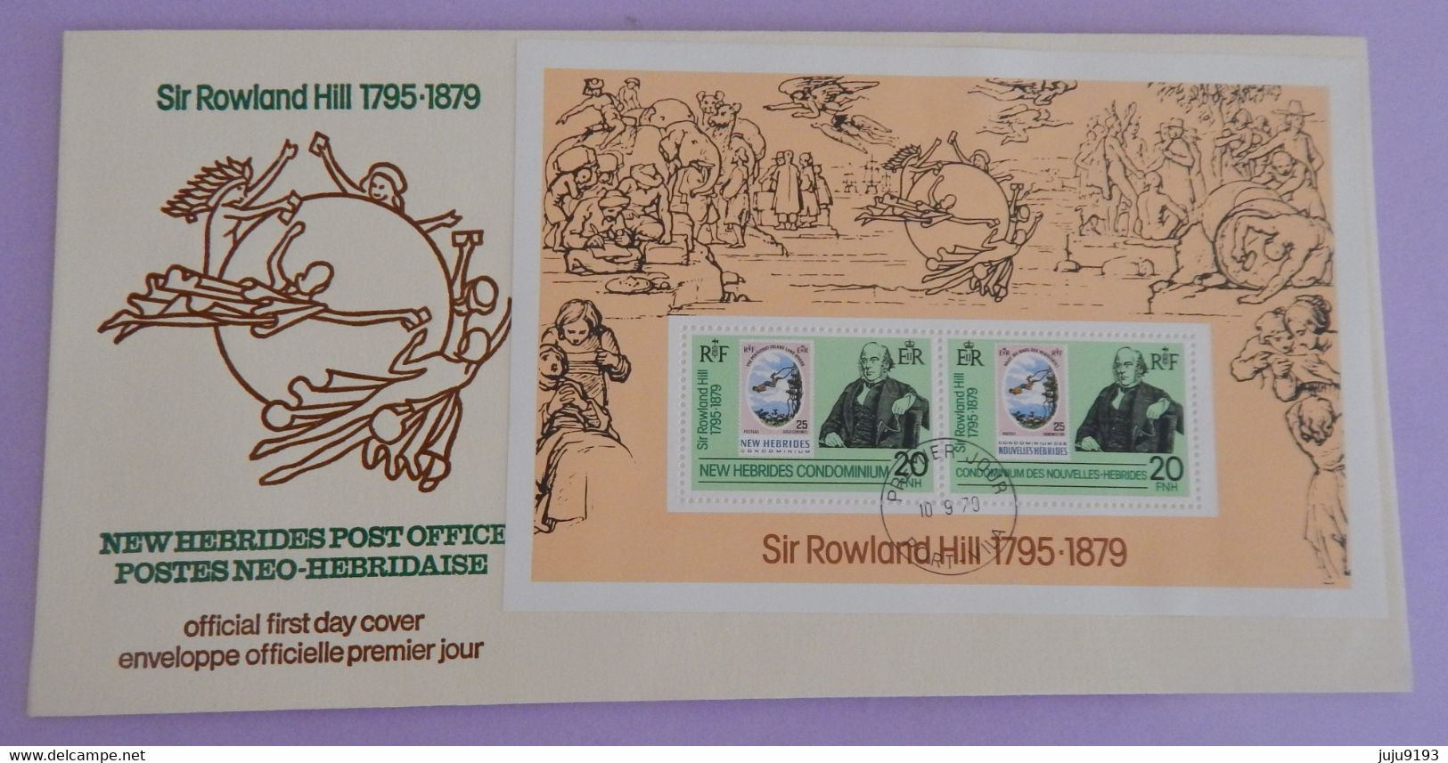 NOUVELLES HEBRIDES FDC  YT BLOC 1 OBLITERE "SIR ROWLAND HILL" ANNÉE 1979 - FDC