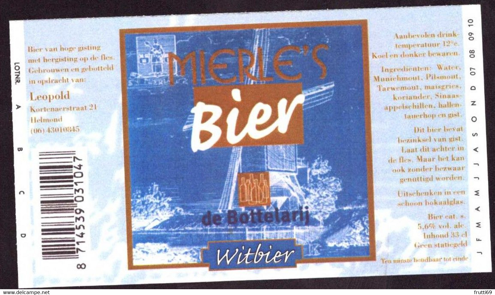 BE - 076 Beer Label - Netherlands 33cl. - Cerveza