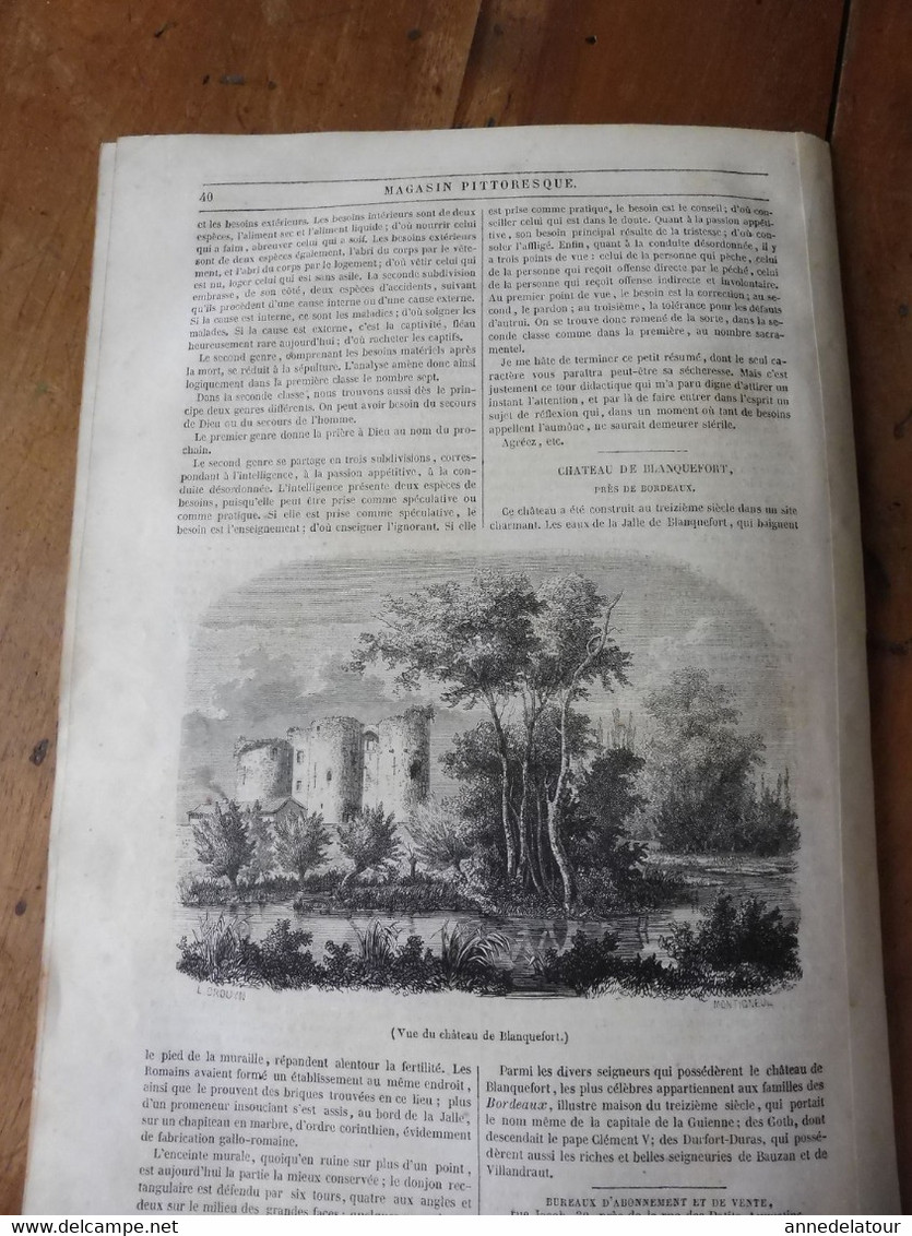 1847   MAGASIN PITTORESQUE   La Cloche Du Soir, Le Champ De Carnac , Château De Blanquefort, Etc - 1800 - 1849