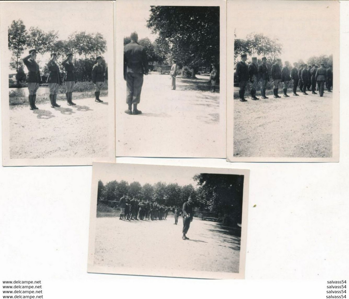 4 Photos (6 X 8 Cm) : Lamotte-Beuvron - Remise De La Légion D'Honneur Au Lieutenant Soulier (juillet 1942) (voir Verso) - Guerre, Militaire