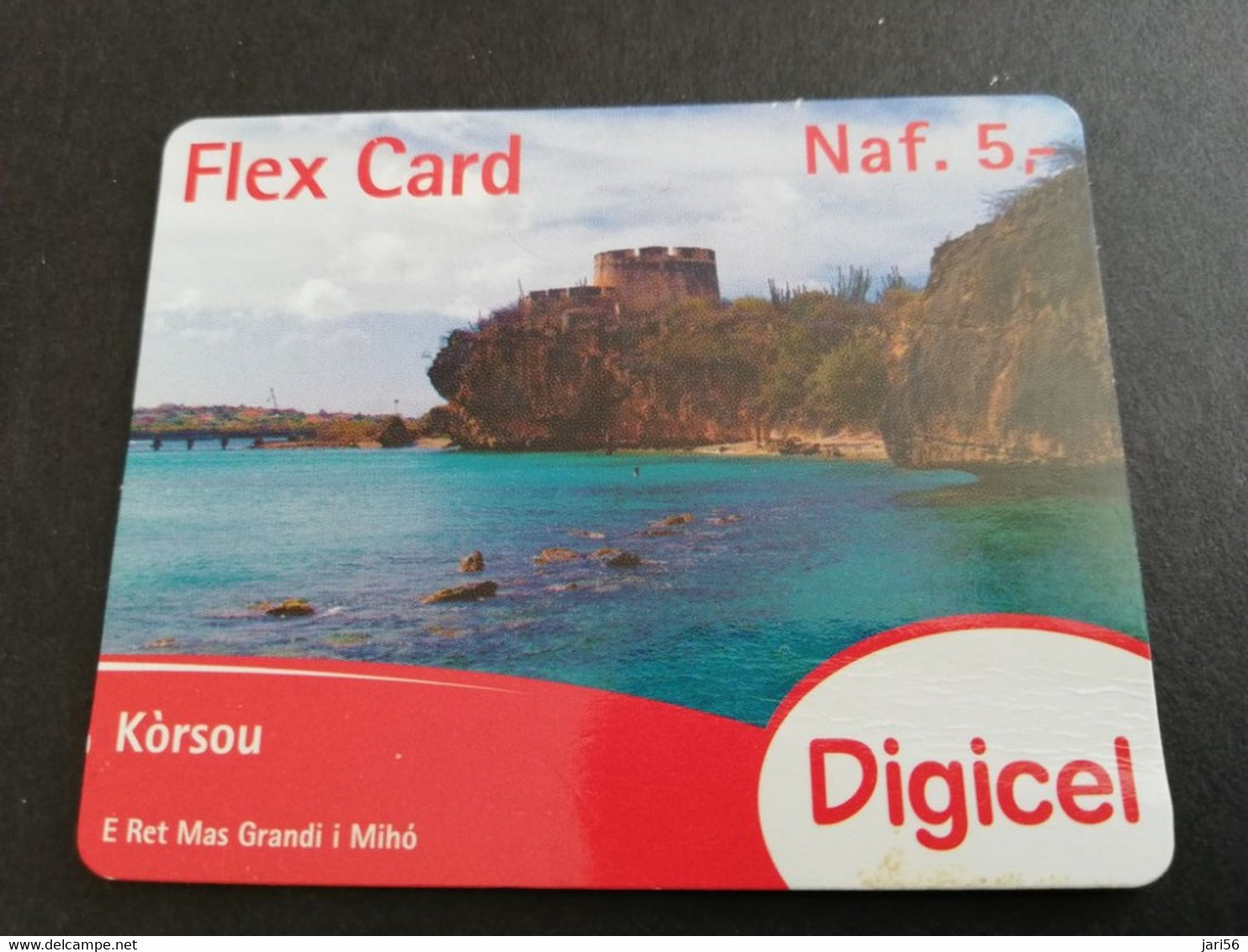 CURACAO  DIGICEL FLEX CARD  NAF 5,-  COASTAL VIEUW    DATE 16/12/2014   VERY FINE USED CARD        ** 5290AA** - Antillen (Niederländische)