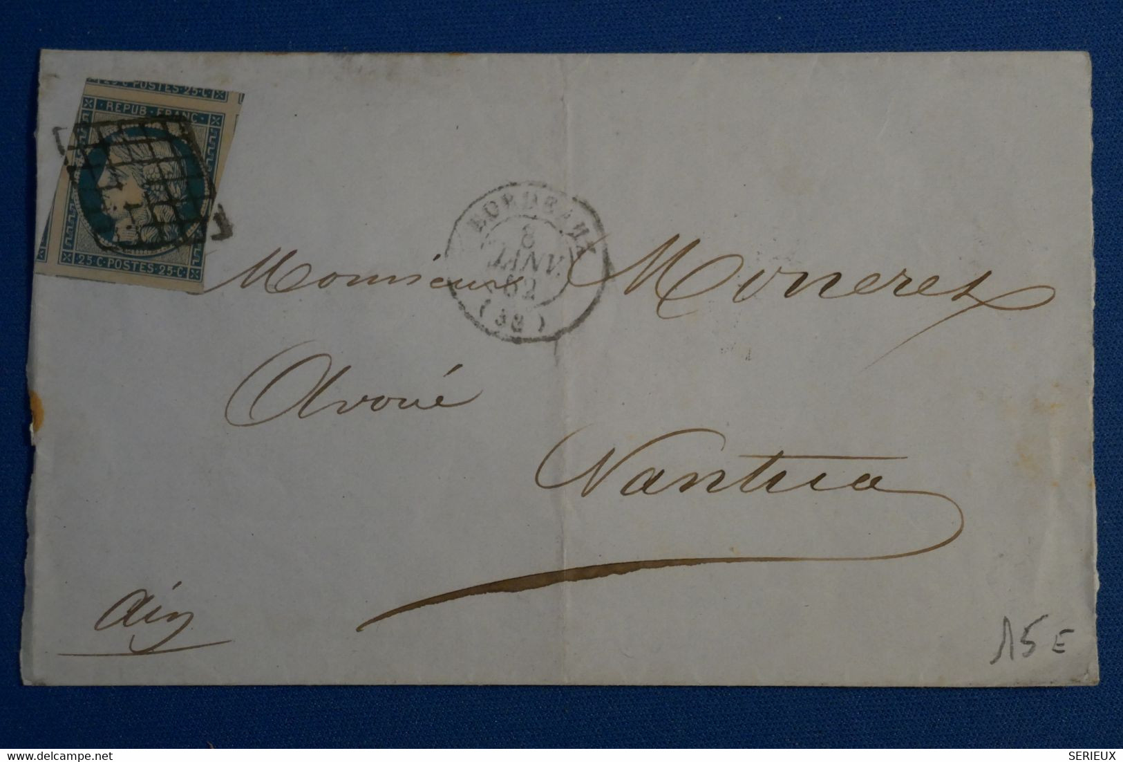 R4 FRANCE BELLE LETTRE RARE DEVANT 5  JANVIER 1852 BORDEAUX  POURNANTUA + VOISINS + N4 + AFFRANCHISSEMENT INTERESSANT - 1849-1850 Ceres