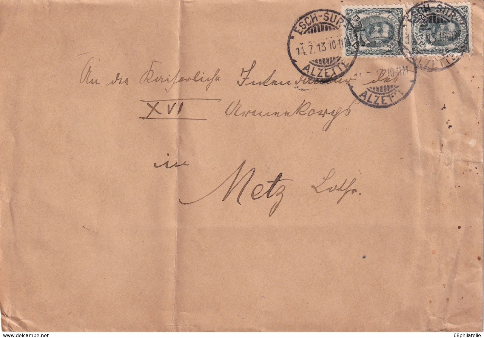 LUXEMBOURG  1913 LETTRE DE ESCH SUR ALZETTE - 1906 Guillaume IV