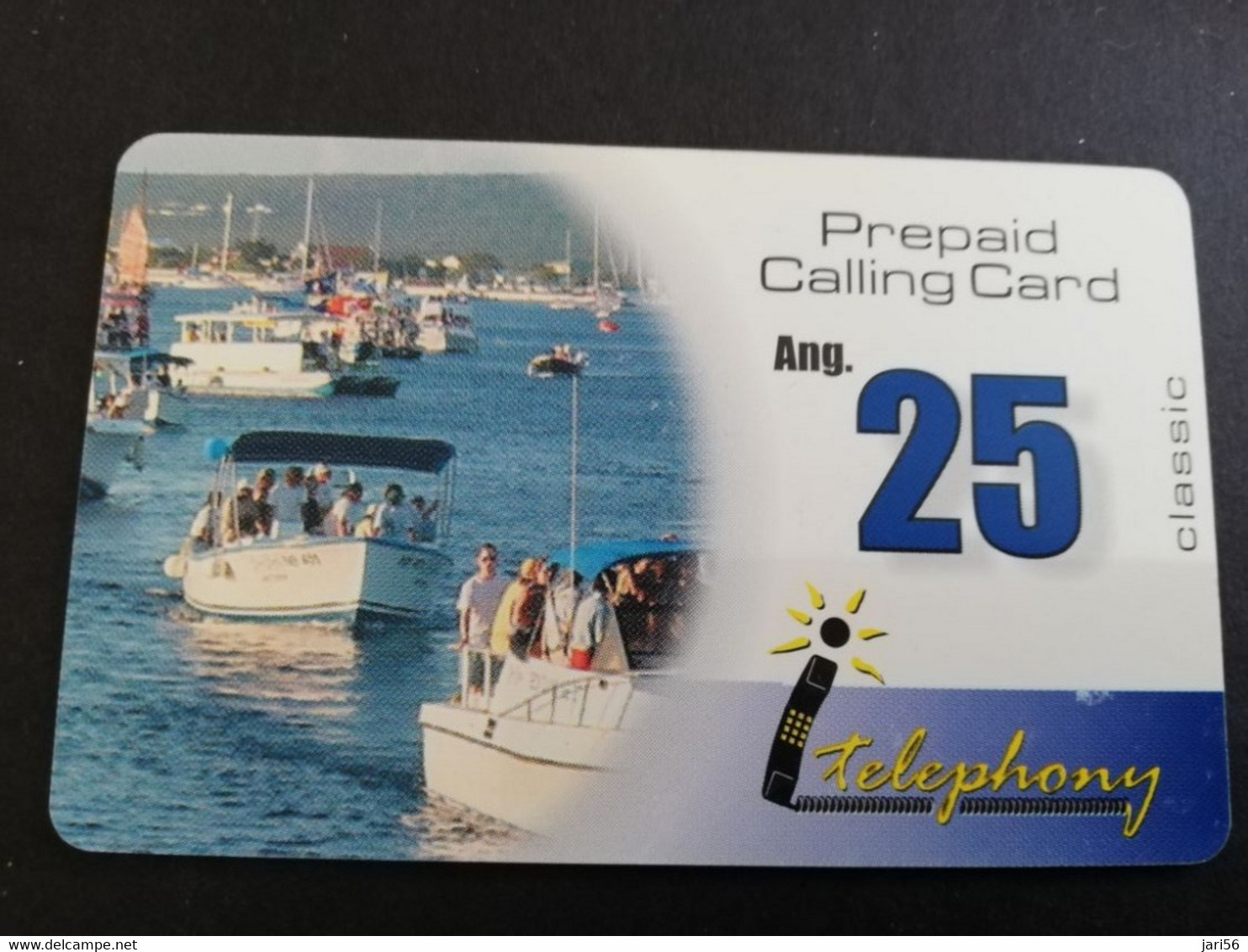CURACAO PREPAIDS NAF 25,- I-TELEPHONY  BOATS (THICK CARD)  VERY FINE USED CARD        ** 5305AA** - Antilles (Netherlands)