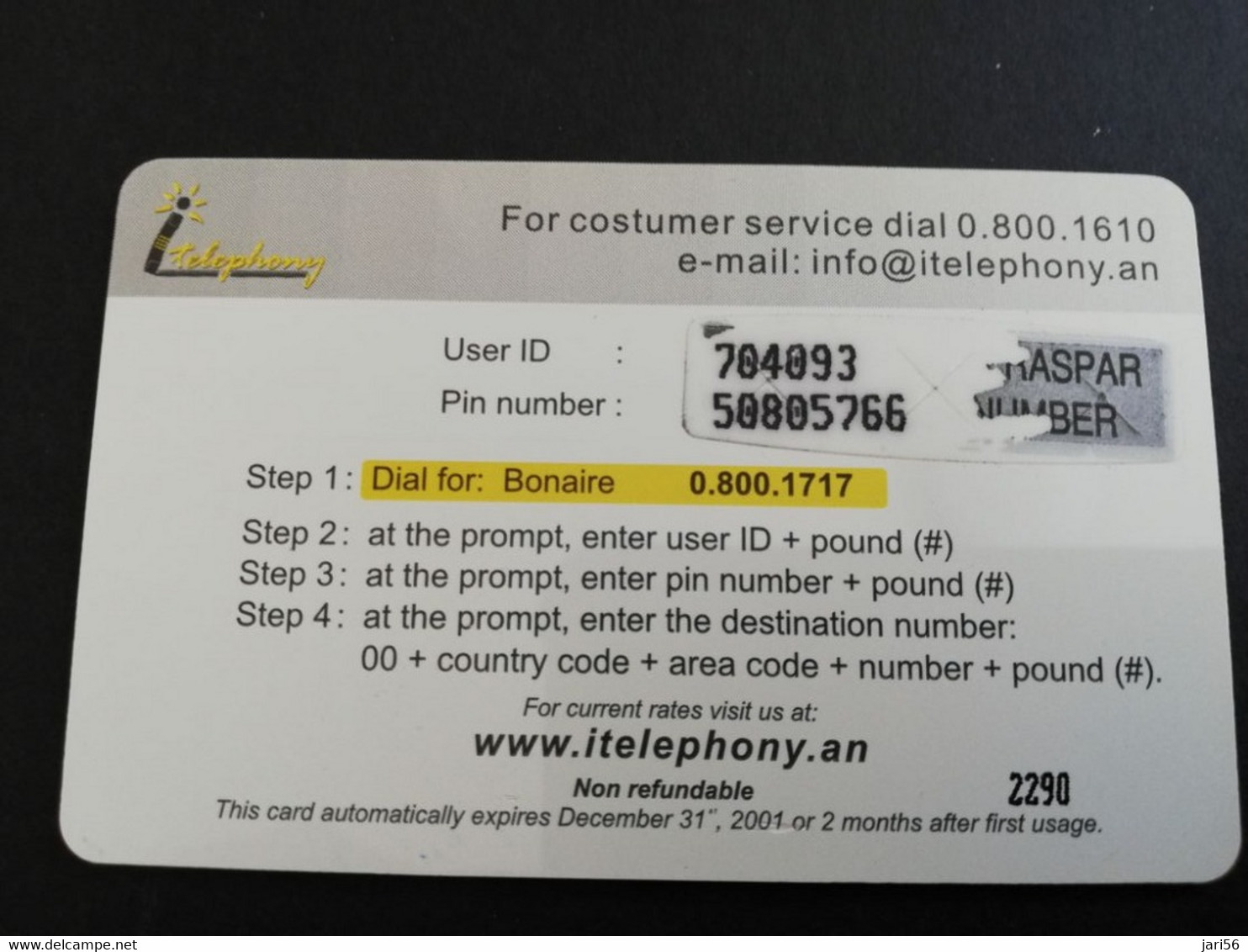 CURACAO PREPAIDS NAF 25,- I-TELEPHONY  BOATS (THICK CARD)  VERY FINE USED CARD        ** 5305AA** - Antillen (Niederländische)