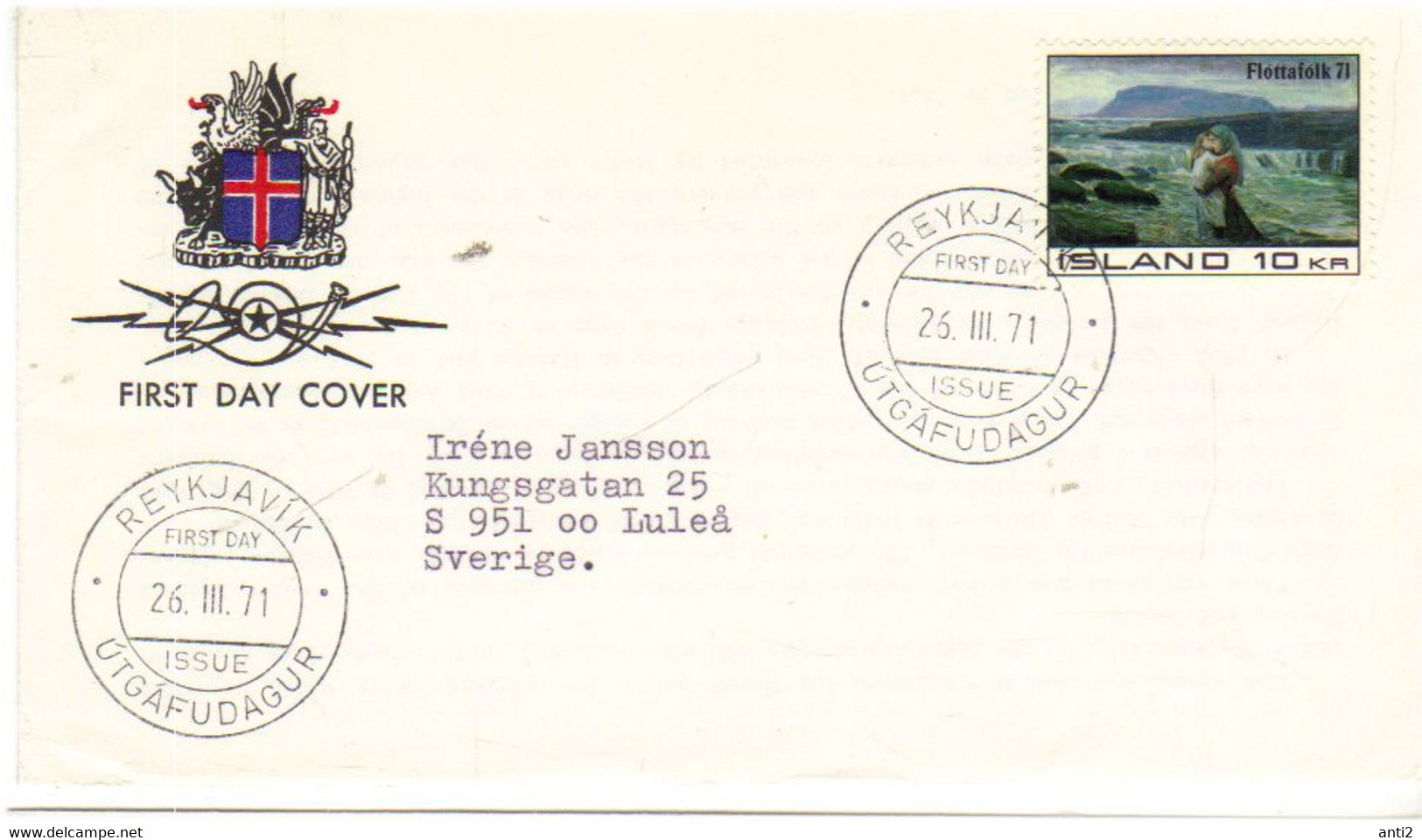 Iceland Island 1971 International Aid For Refugees, MI 450 FDC - Lettres & Documents