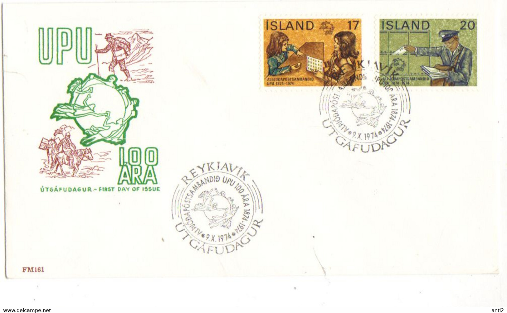 Iceland Island 1974 100 Years Universal Postal Union (UPU)., MI 498-499 FDC  - - Lettres & Documents