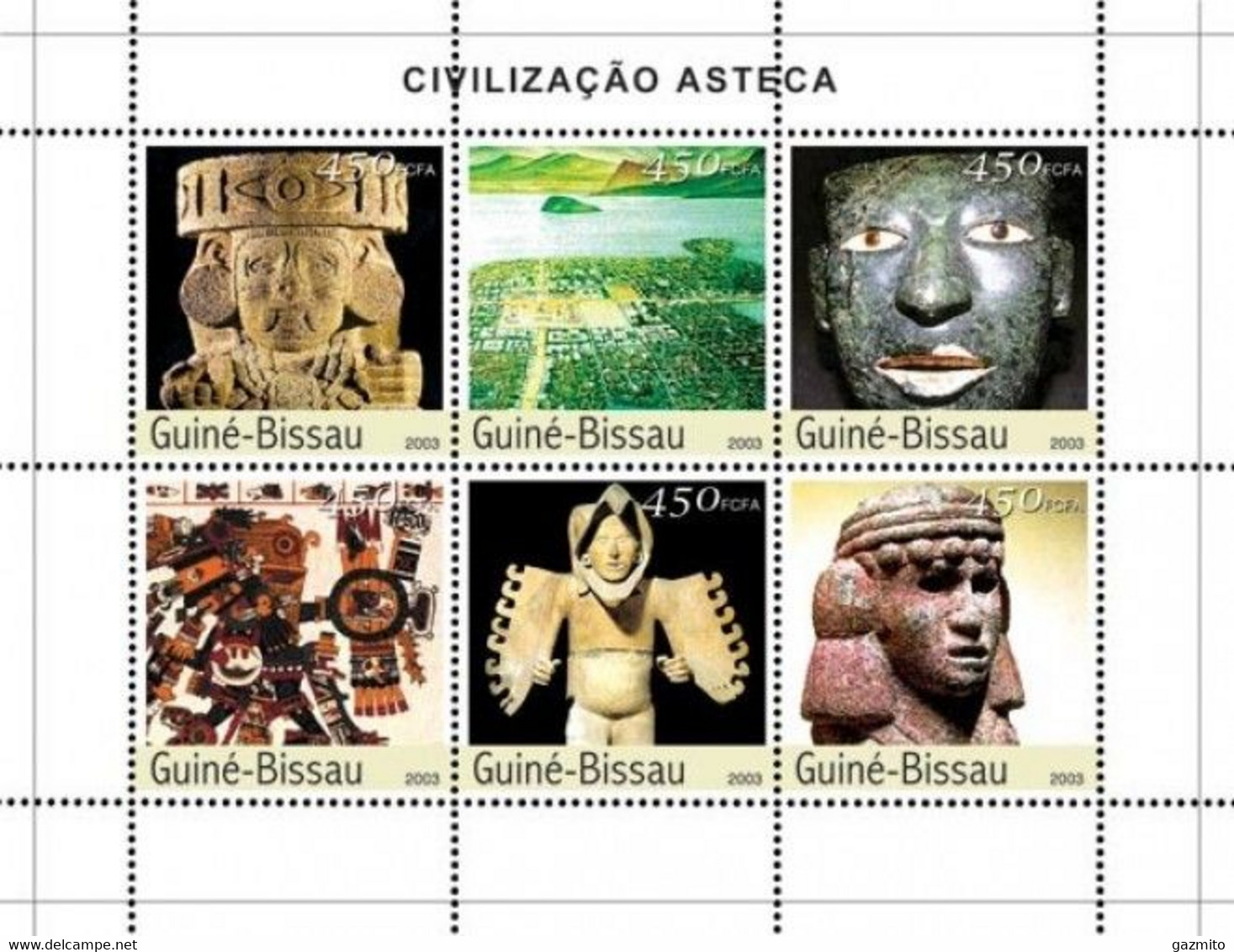 Guinea Bissau 2003, Aztecan Civilization, 6val In BF - Indiens D'Amérique