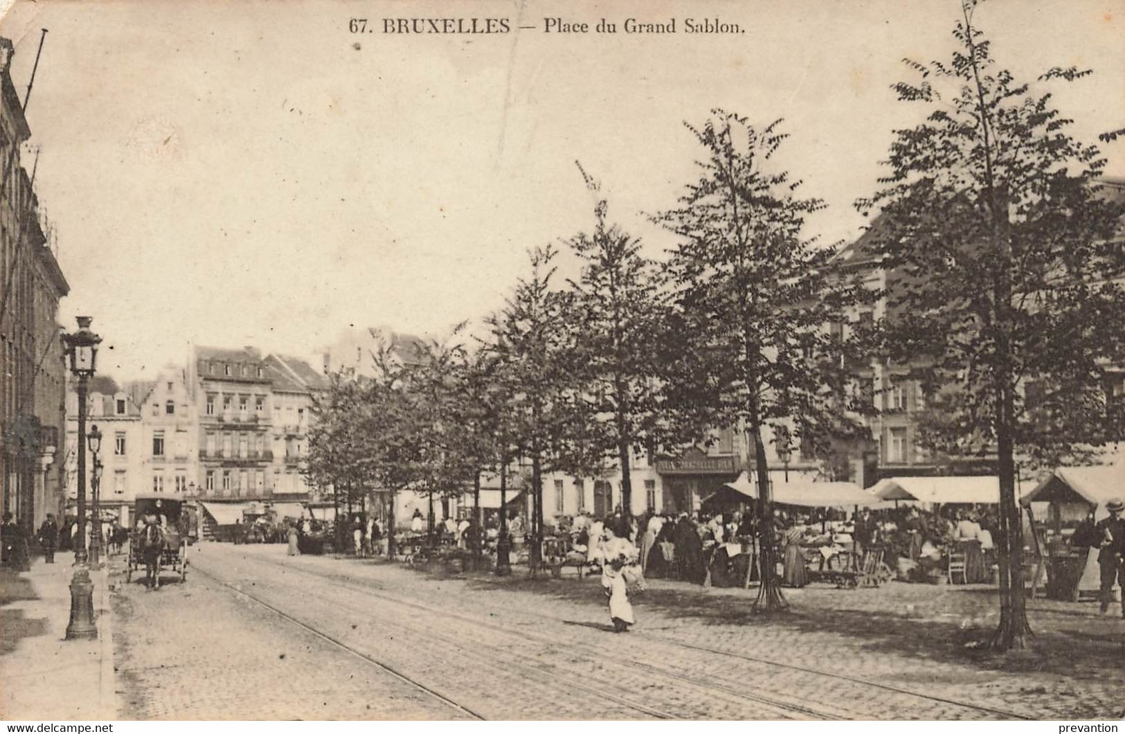 BRUXELLES - Place Du Grand Sablon - Photo-carte Très Animée Et Circulée En 1911 - Bruselas (Ciudad)