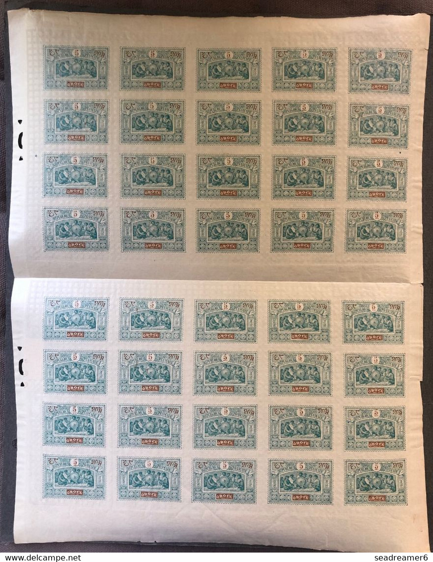 France Colonies Obock N°50** Feuille De 2 Interpanneaux Fraicheur Postale TTB Cote Des Timbres Seuls : 450 € - Unused Stamps