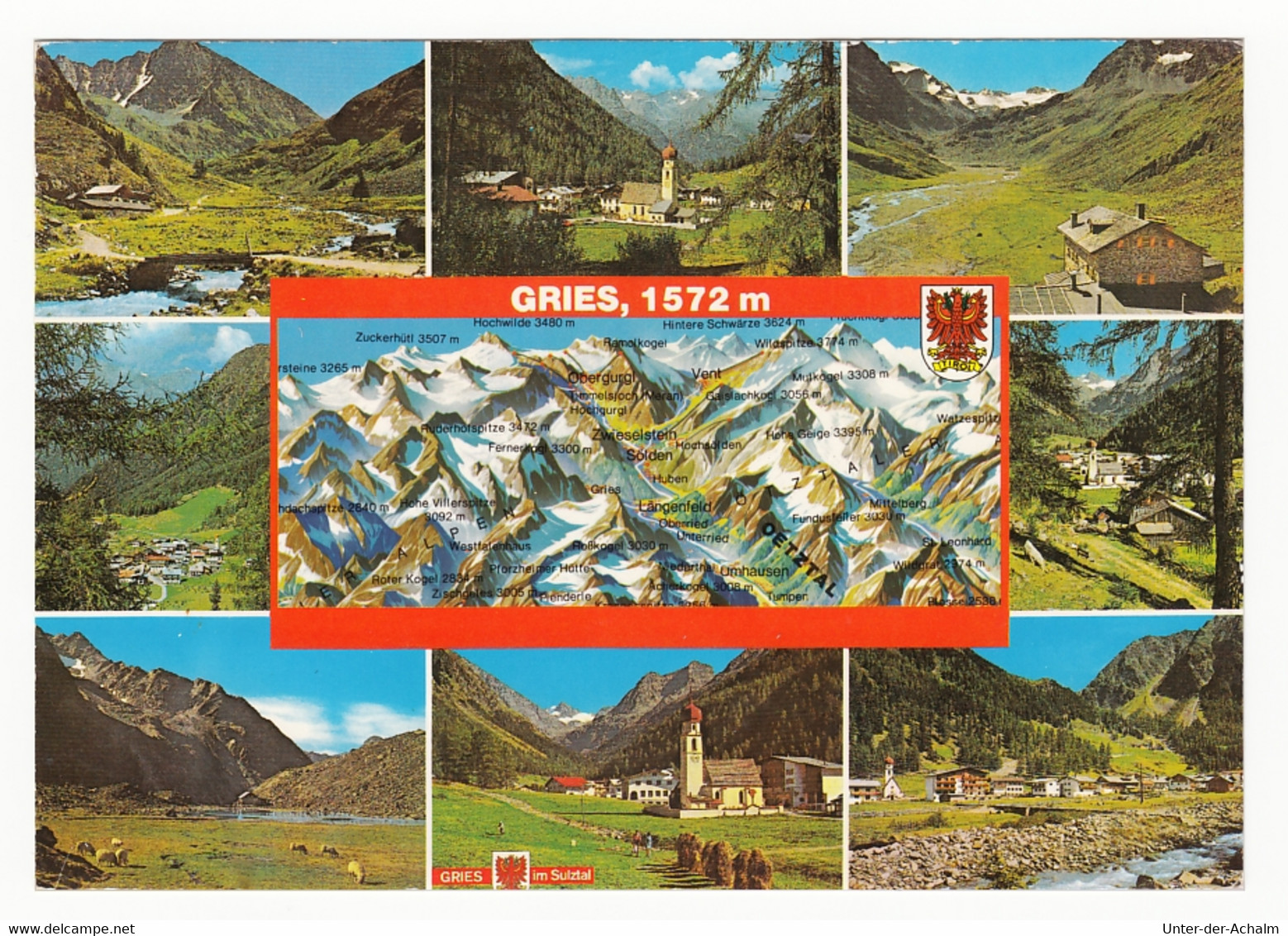 Gries Bei Längenfeld Im Ötztal - Landkarte Mit 8 Kleine Ansichten - 1983 - Längenfeld