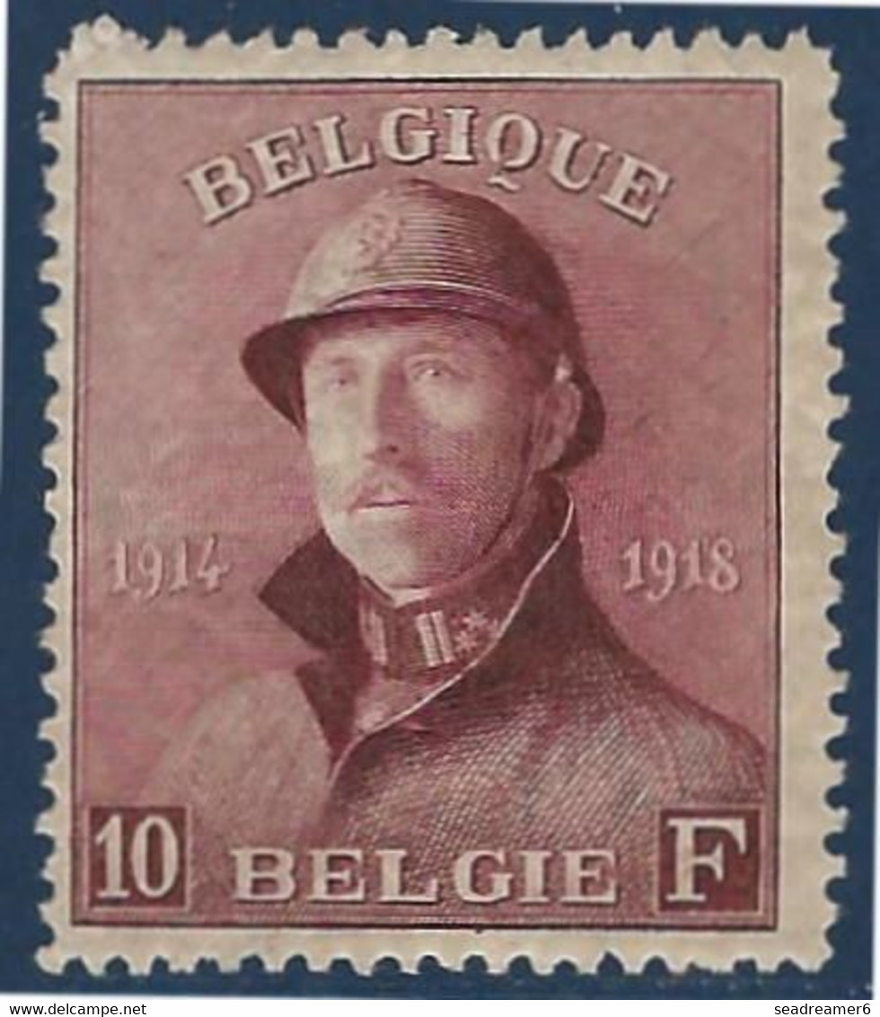 Belgique Albert 1er Roi Casqué N°178** 10FR Brun Carminé  TTB Signé Calves - Neufs