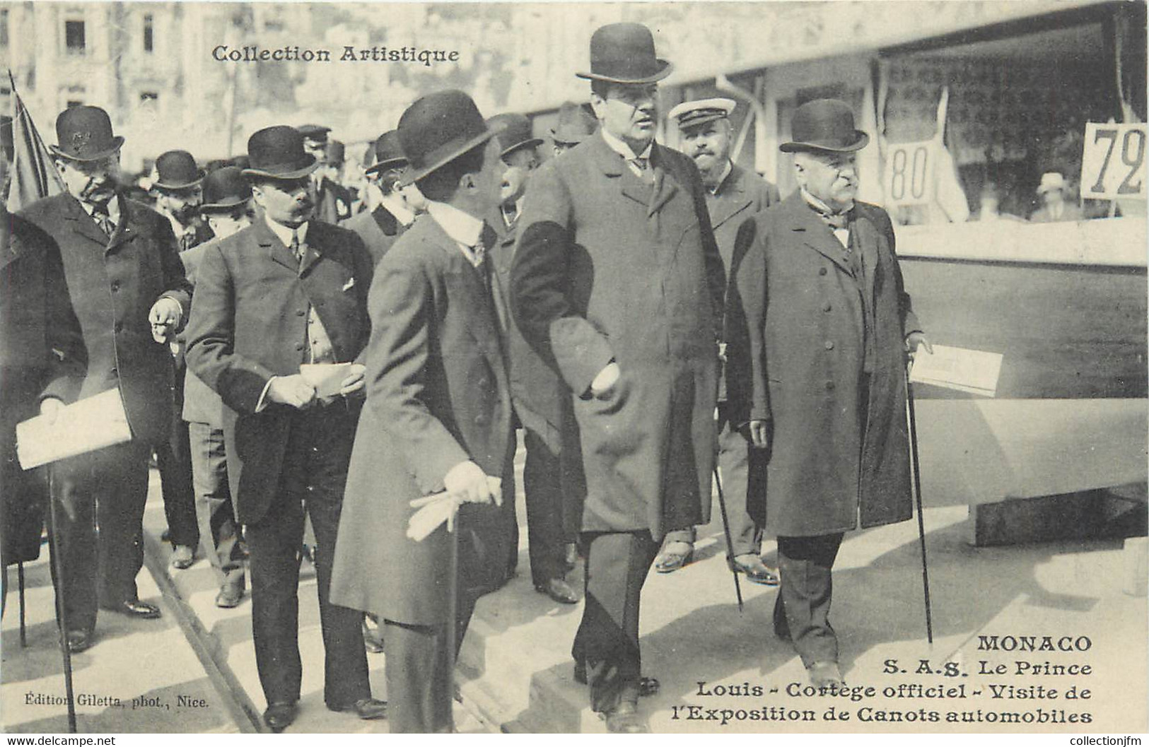 CPA MONACO " SAS Le Prince Louis, Visite De L'exposition Des Canots Automobiles'" - Cathédrale Notre-Dame-Immaculée