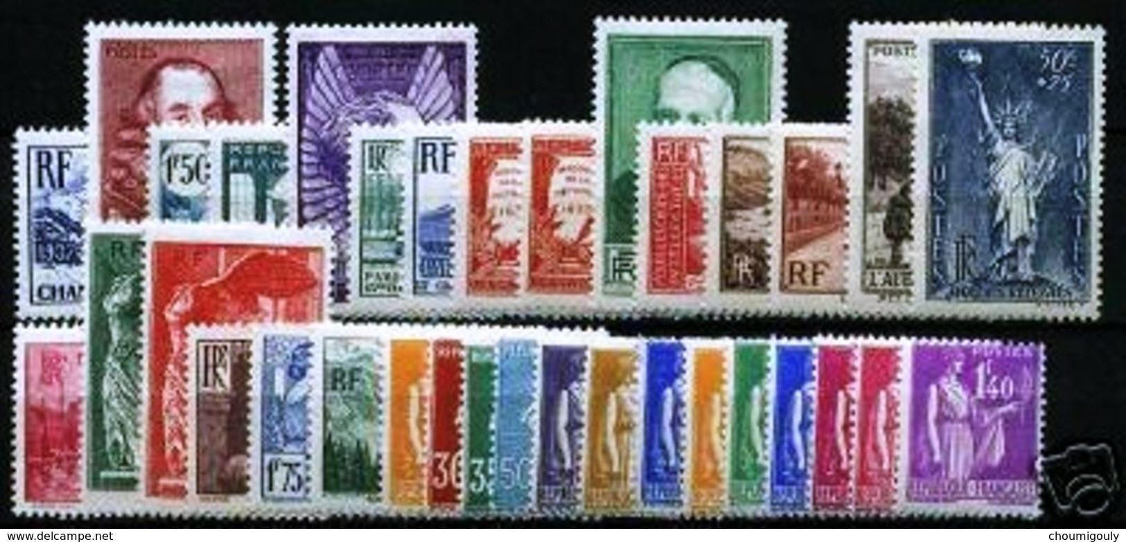 FRANCE STAMP TIMBRES ANNEE 1937 COMPLETE SAUF PEXIP: 34 TIMBRES NEUFS Xx TTB. - ....-1939