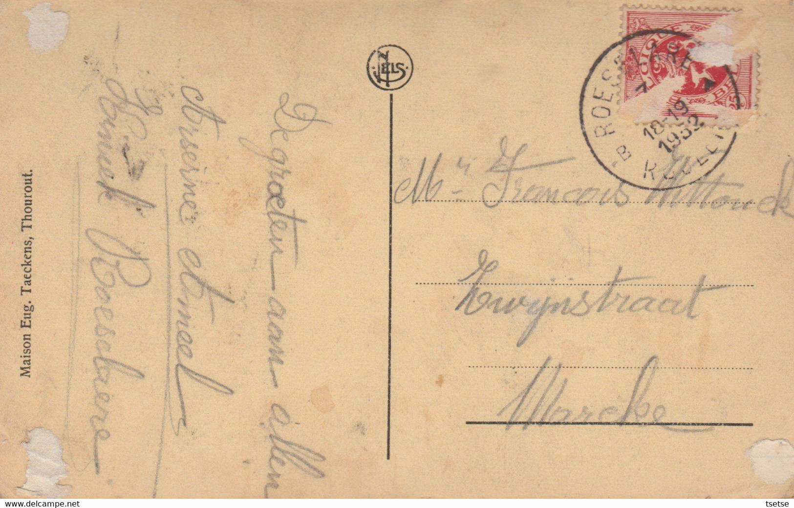 Torhout / Thourout - Vredegerecht - 1932 ( Verso Zien ) - Torhout