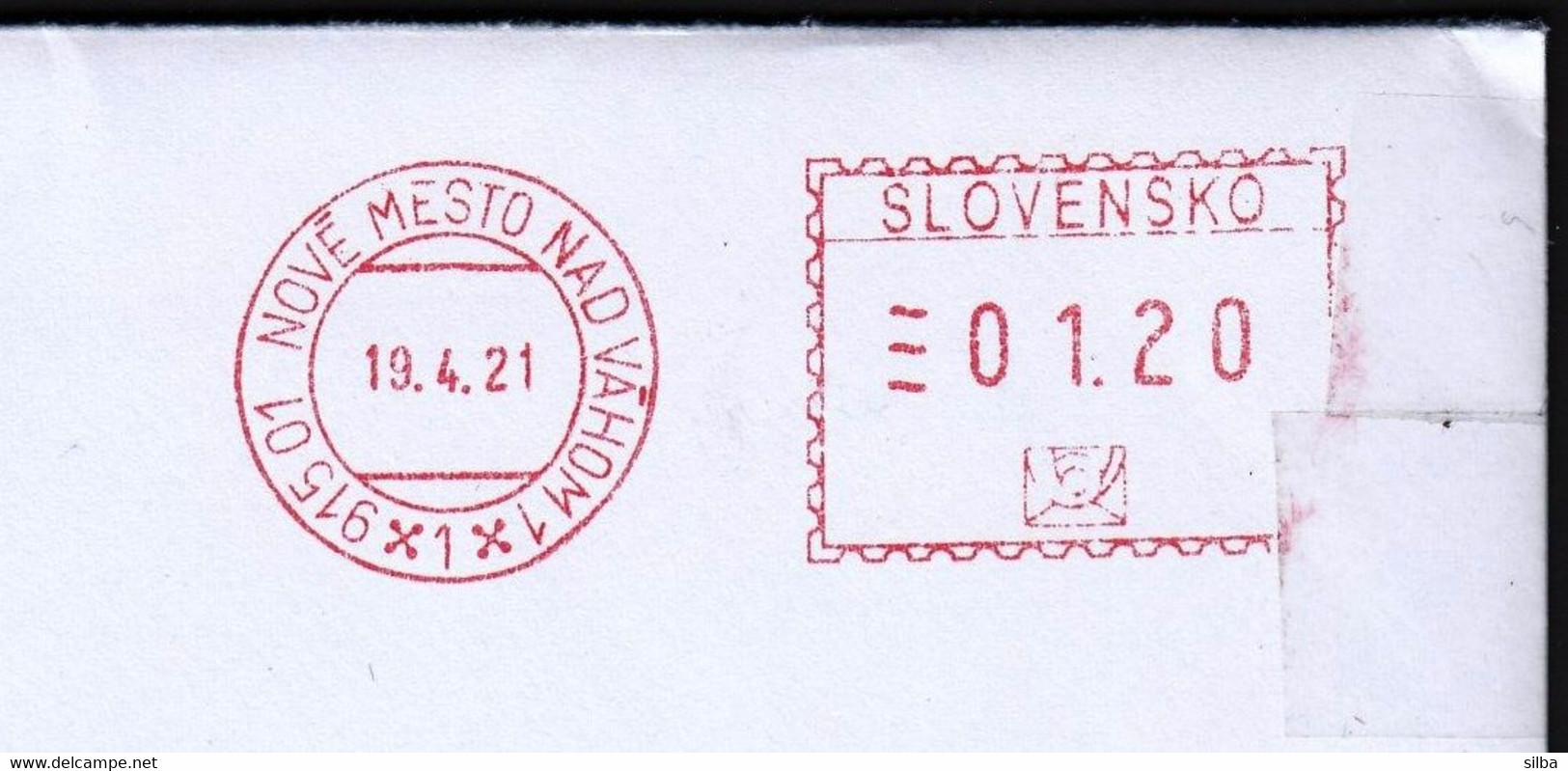 Slovakia Nove Mesto Nad Vahom 2021 / Post Machine Printed Stamp / Machine Stamp - Lettres & Documents