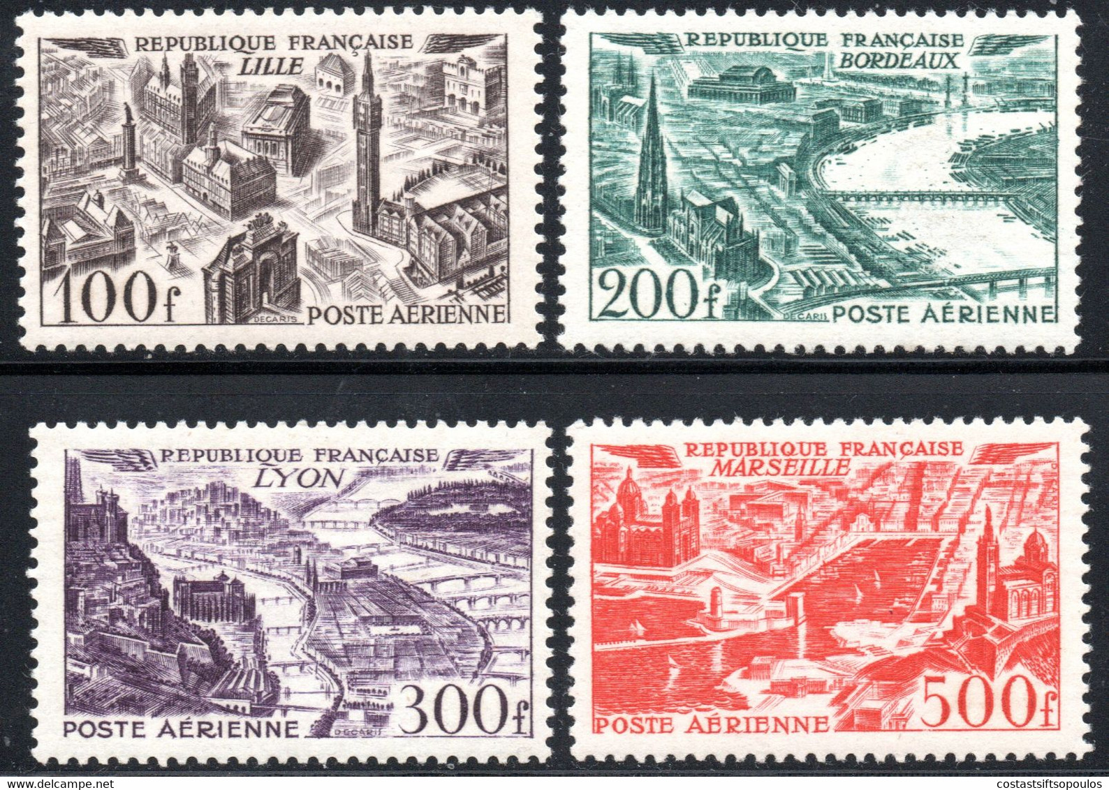 157.FRANCE.1949 LILLE,BORDEAUX,LYON,MARSEILLE #24-27,MNH - Autres & Non Classés