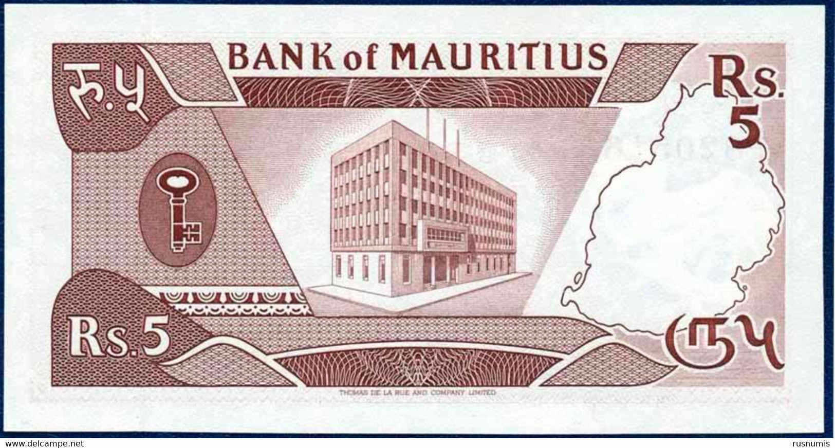 MAURITIUS - MAURICE 5 RUPEES P-34 Government Building, Port Louis - Bank Of Mauritius 1985 UNC - Mauricio