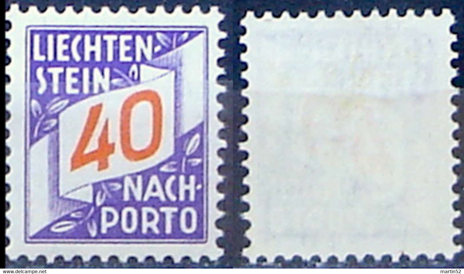 Liechtenstein 1928: ERSTE NACHPORTO-Marke Nr. 19 (40c)  In Schweizer Währung Mini-Falzspur *  MLH (Zu CHF 40.00 -50%) - Taxe