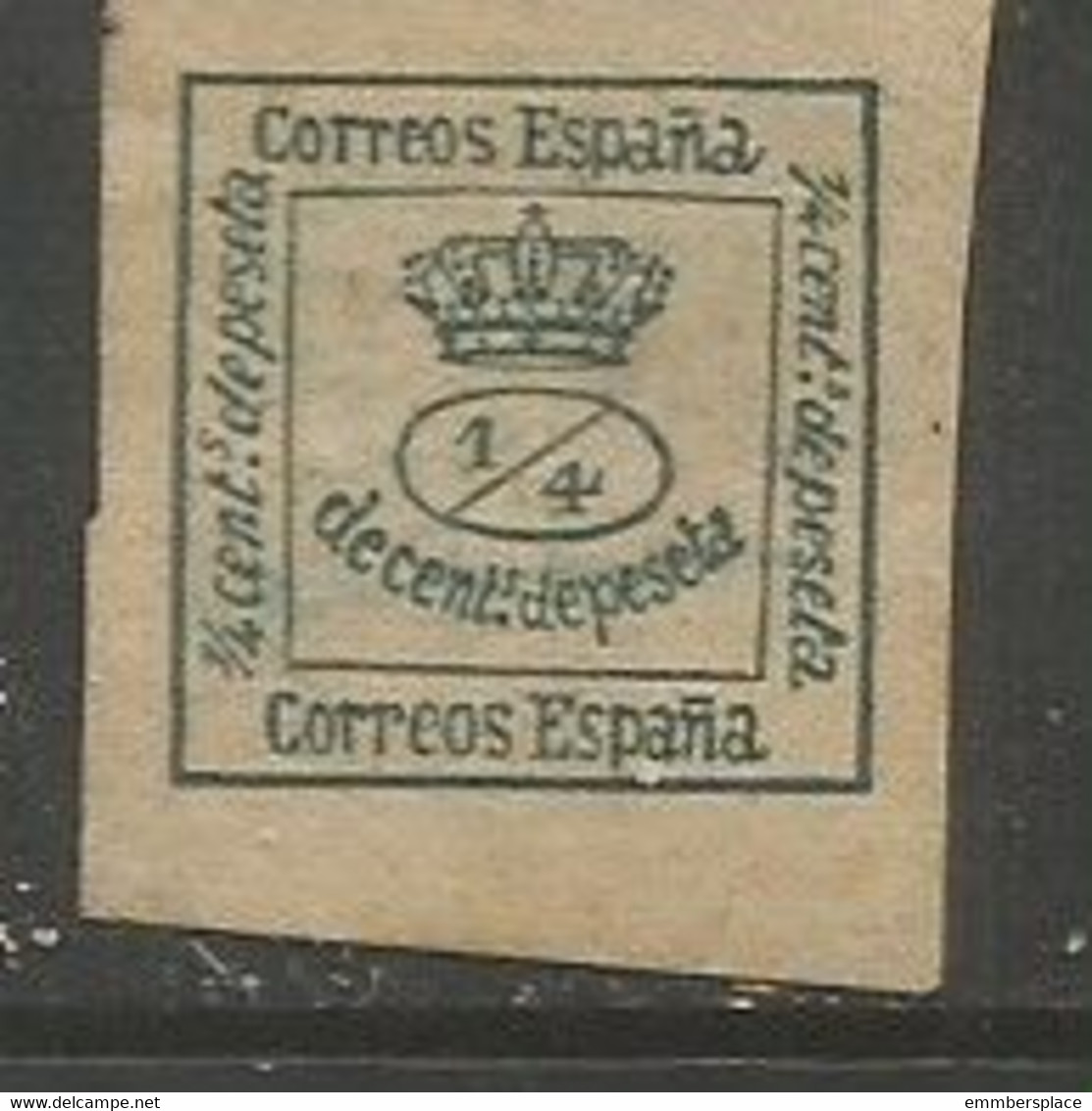 Spain - 1872 Royal Crown 1/4c MH*  SG 187  Sc 174 - Neufs