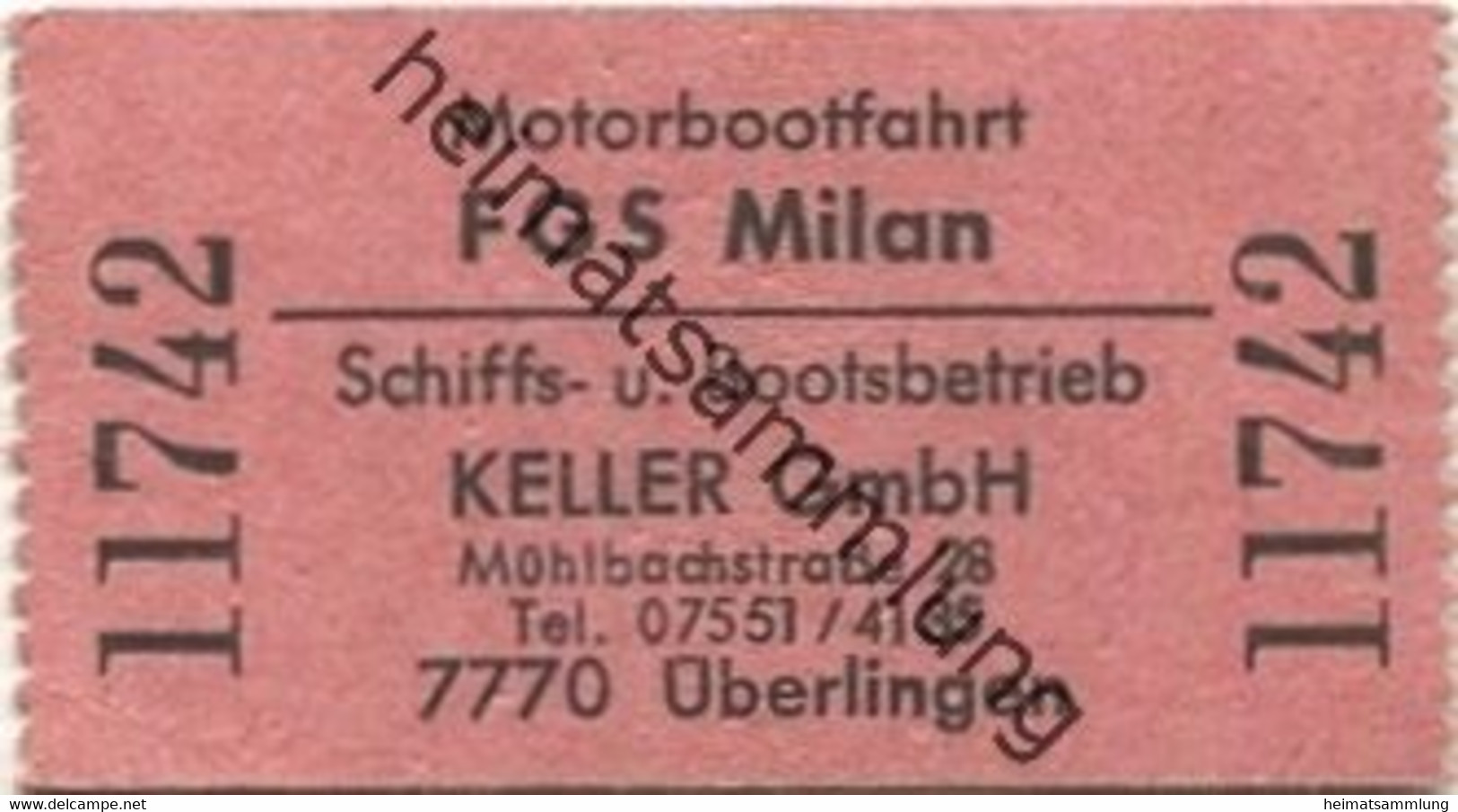 Deutschland - Motorbootfahrt - FGS Milan - Schiffs- Und Bootsbetrieb Keller GmbH Überlingen - Fahrschein - Europe