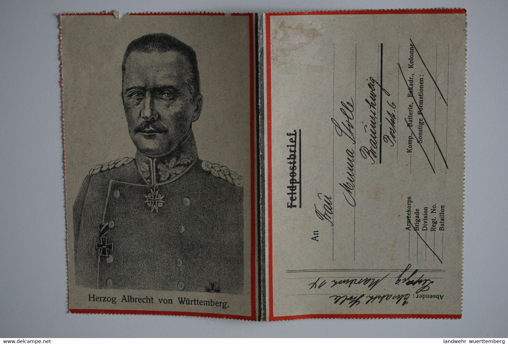 AK: Herzog Albrecht Von Württemberg Feldpostbrief 18.05.1918 Von Leipzig Nach Braunschweig - Guerra 1914-18