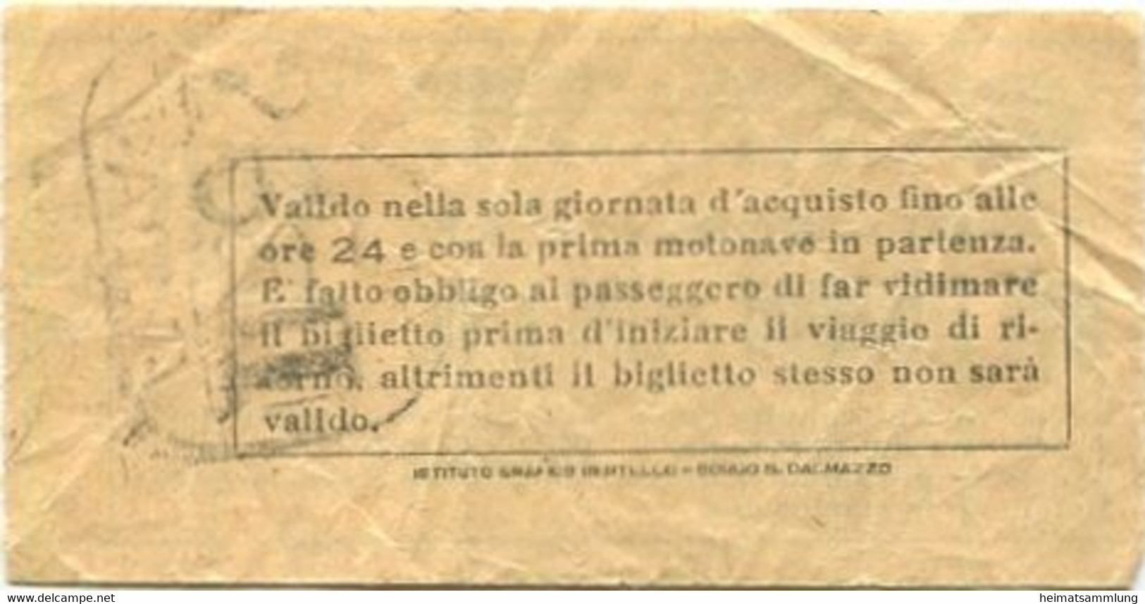 Italien - A.C.N.I.L. - Venezia Riva Schiavoni Lido E Vic. - Fahrschein Lire 100 - Europa