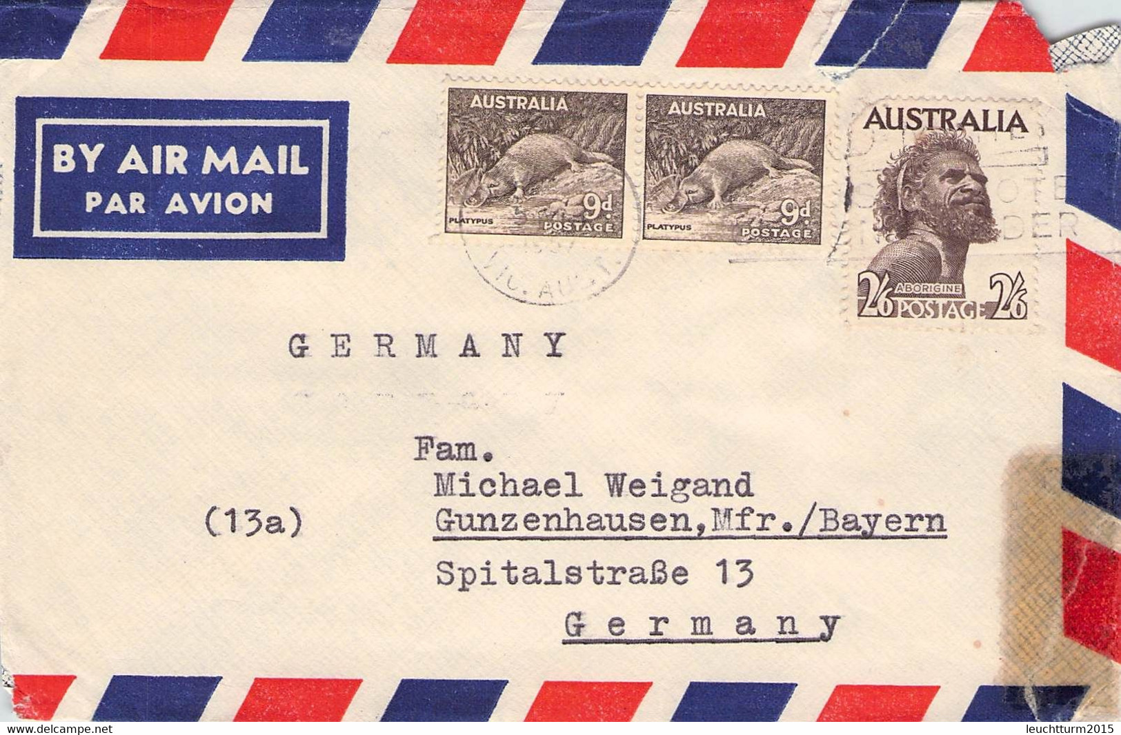 AUSTRALIA - AIRMAIL > GUNZENHAUSEN/DE /QF105 - Covers & Documents