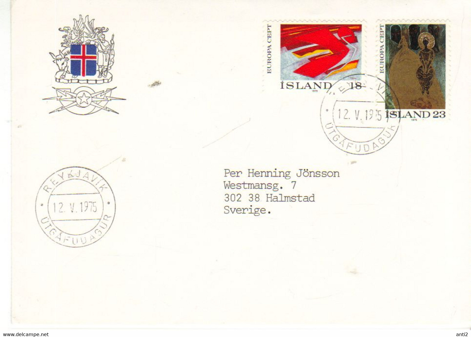 Iceland Island 1975 Europa Cept - Hausfugl (Autumn Bird), Regin Sund (The Sun Queen), Paintings MI 502-503 FDC - Lettres & Documents
