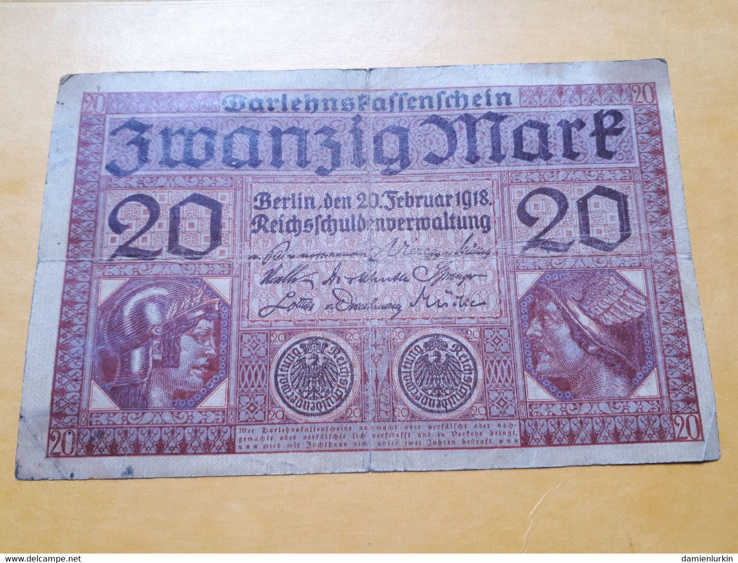 ALLEMAGNE 20 MARK 1918 DARLEHENSKASSENSCHEIN - Administration De La Dette