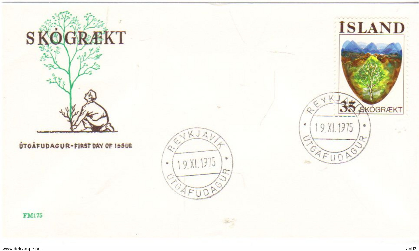 Iceland Island 1975 Forestry, Tree In Front Of The Landscape  MI 512 FDC - Cartas & Documentos