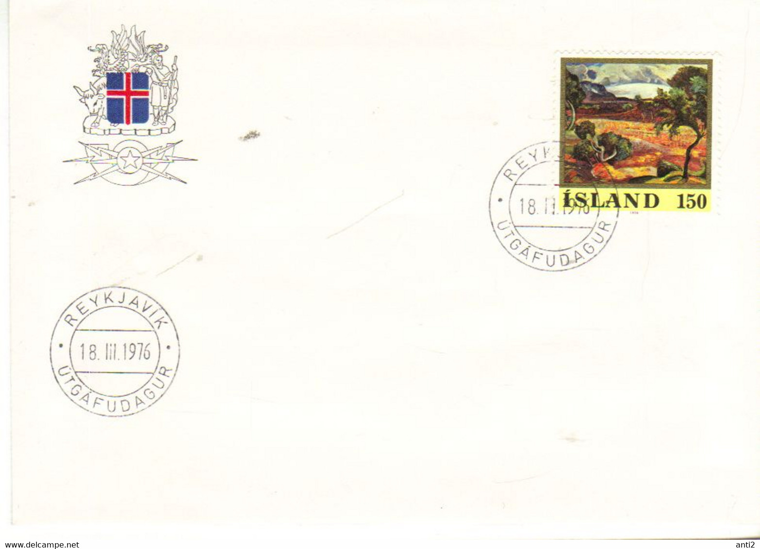 Iceland Island 1975 Asgrimur Jonsson's 100th Birthday, Husafellswald To Langjökull; Painting   MI 513 FDC - Lettres & Documents