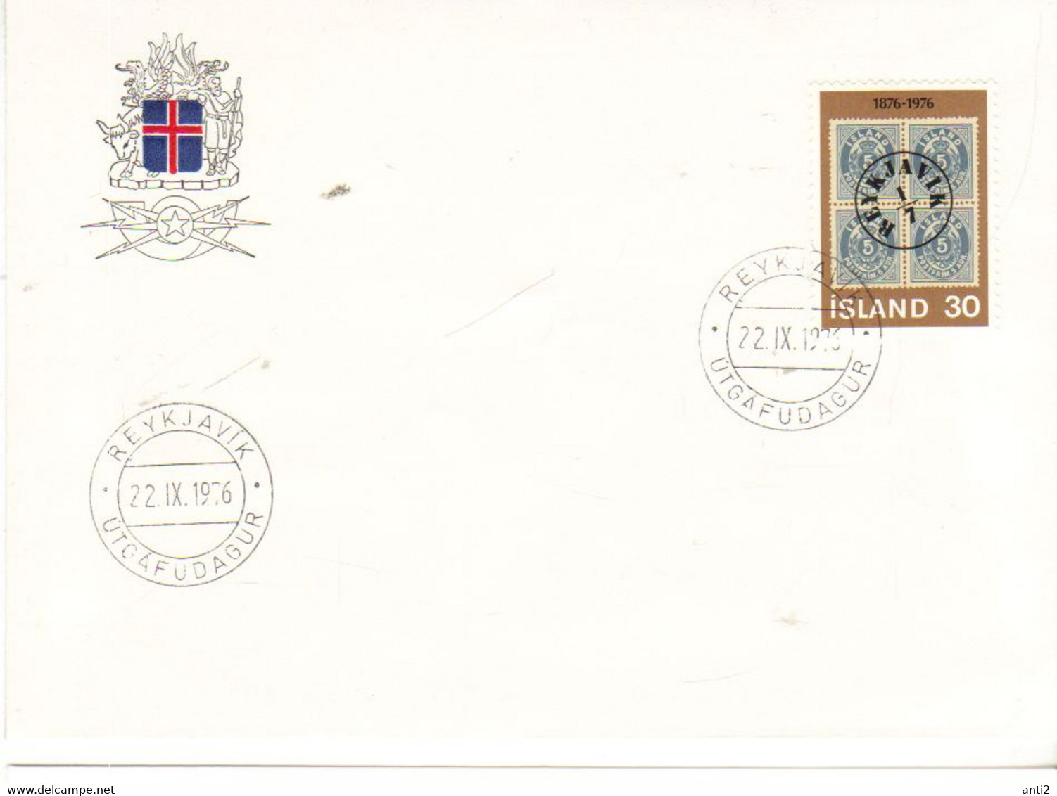 Iceland Island 1976 100 Years Icelandic Aurar Stamps.  MI 518 FDC - Covers & Documents