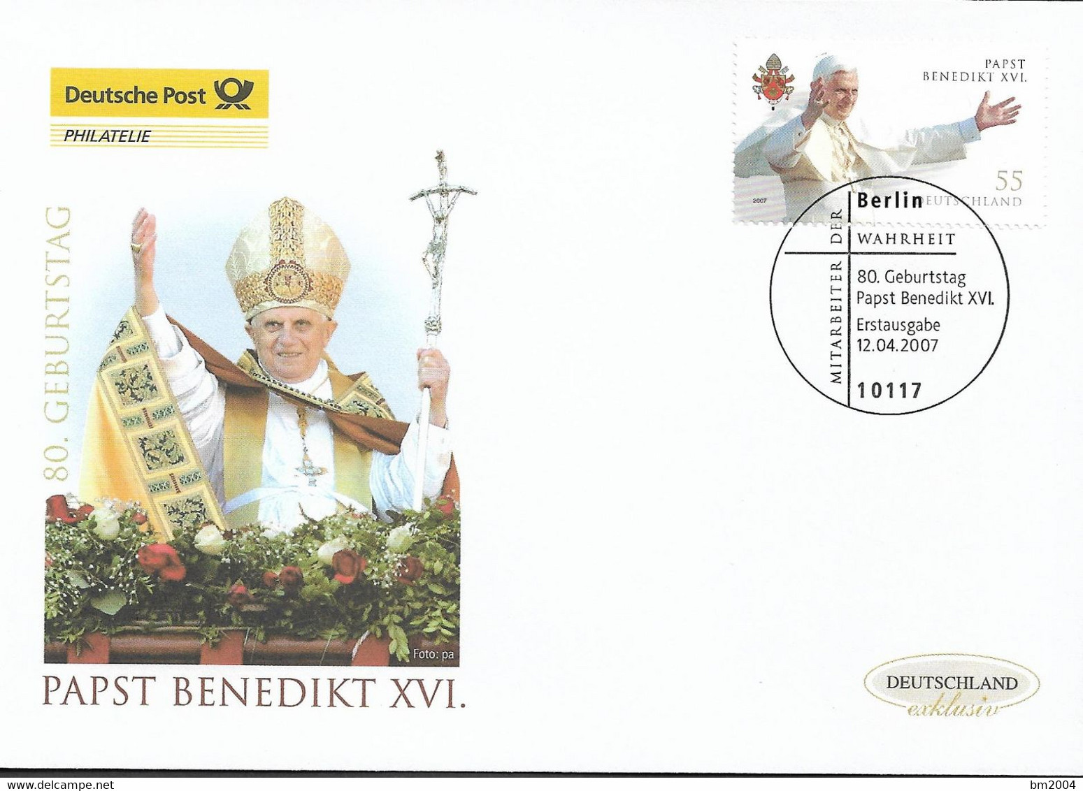 2007 Germany  Deutschland  Mi. 2599 FDC . 80. Geburtstag Von Papst Benedikt XVI - Autres & Non Classés