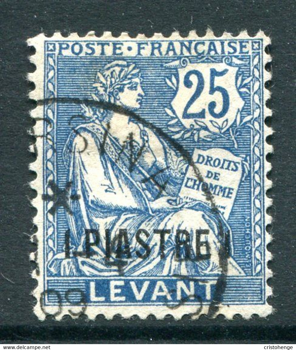 French Levant 1902-20 Surcharges - 1pi On 25c Blue Used (SG 19) - Used Stamps