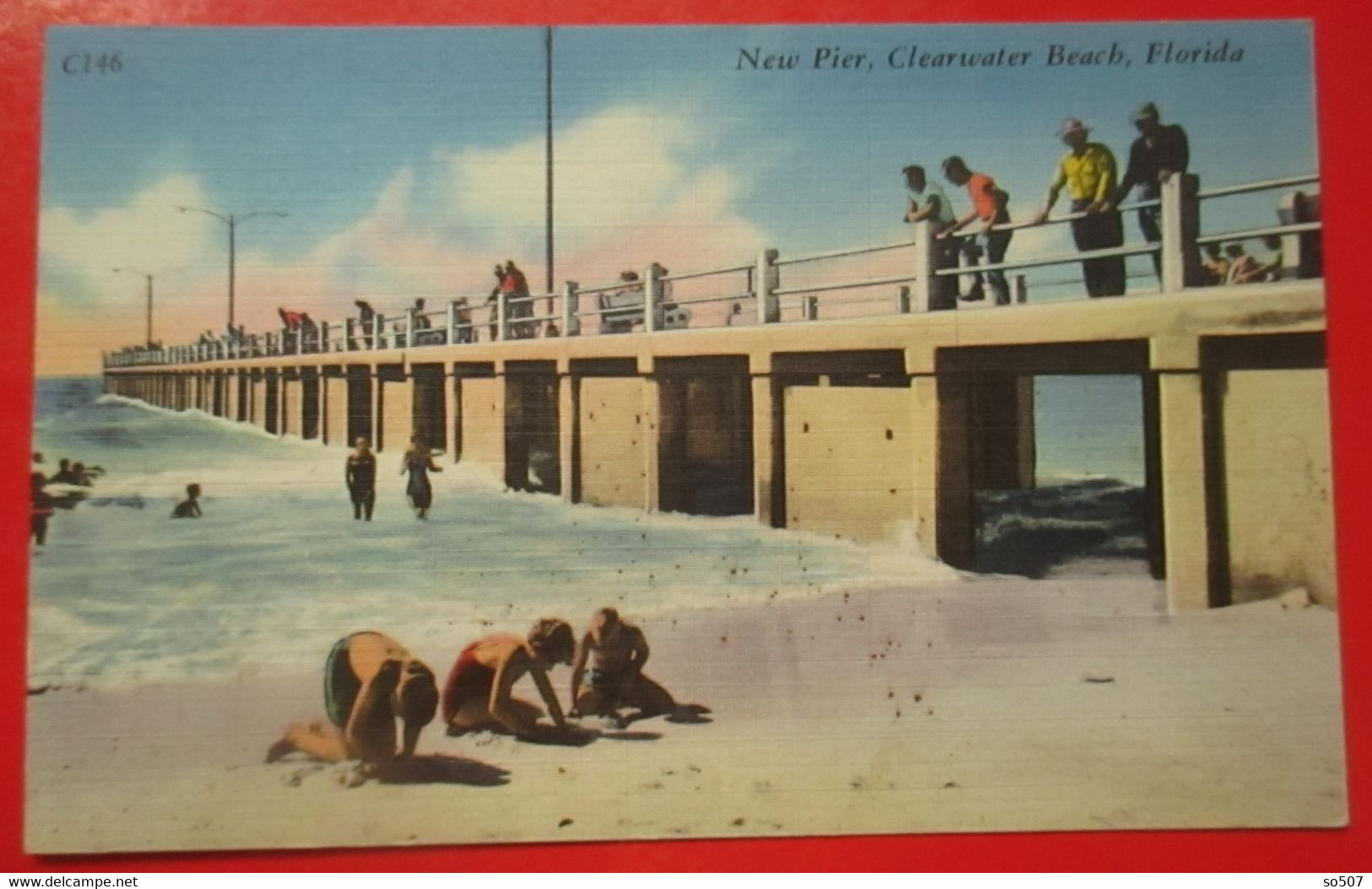 J1-America USA United States-Postcard- New Pier, Clearwater Beach, Florida - Clearwater