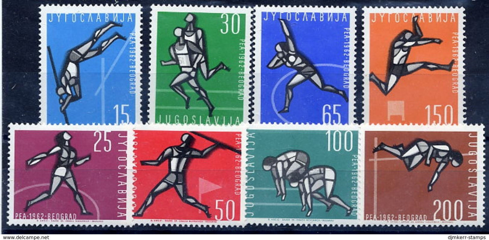 YUGOSLAVIA 1962 European Athletics MNH / **.  Michel 1016-23 - Unused Stamps