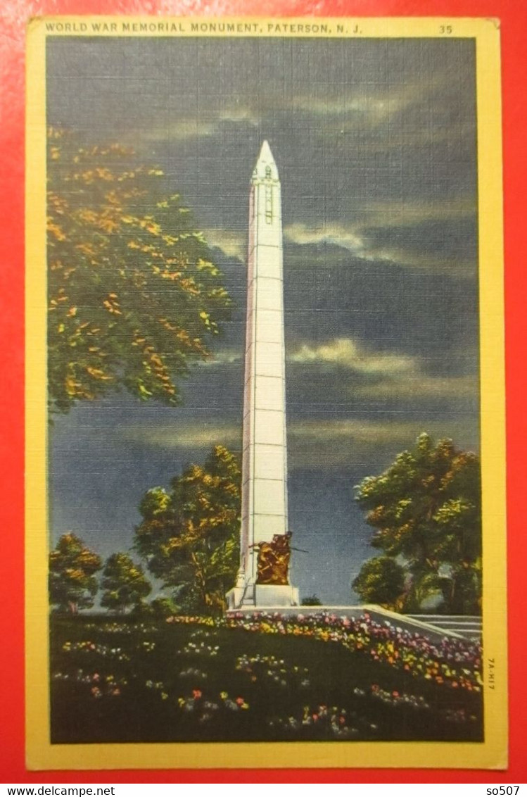 J1-America USA United States-Postcard- World War Memorial Monument, Peterson, New Jersey - Paterson