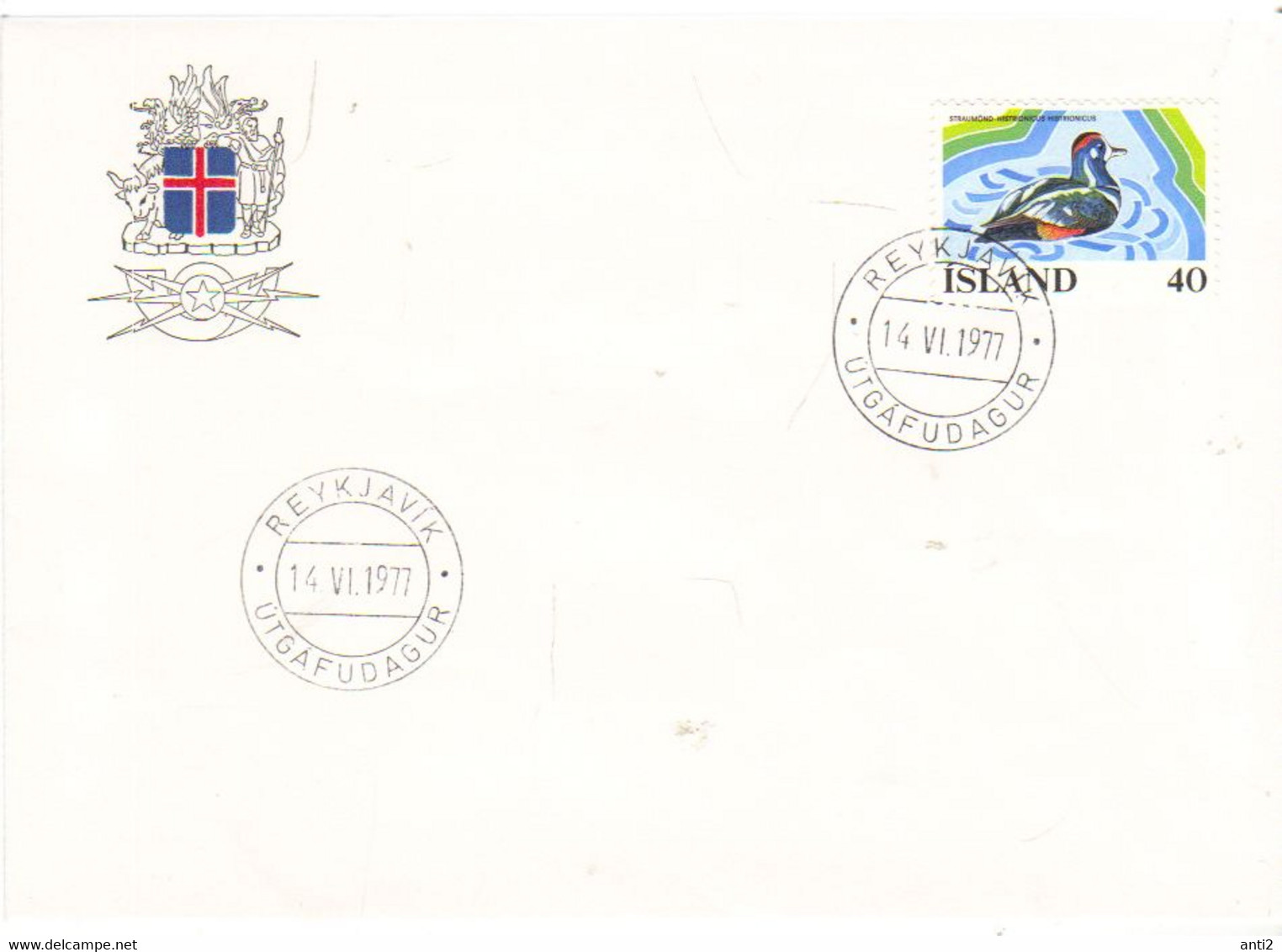 Iceland Island 1977 European Freshwater Protection Year. Bird: Collar Duck (Histrionicus Histrionicus) MI 524 FDC - Brieven En Documenten