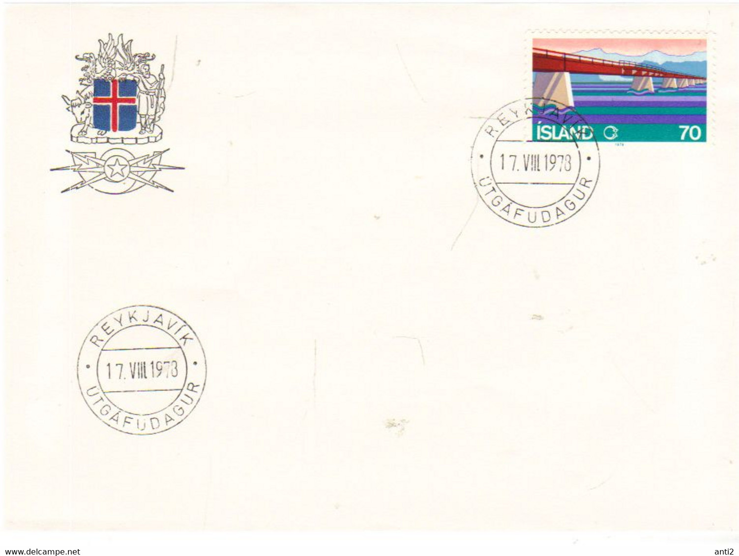 Iceland Island 1978 Completion Of The Ring Road No. 1 . Bridge, Sailing Boat, MI 534 FDC - Lettres & Documents