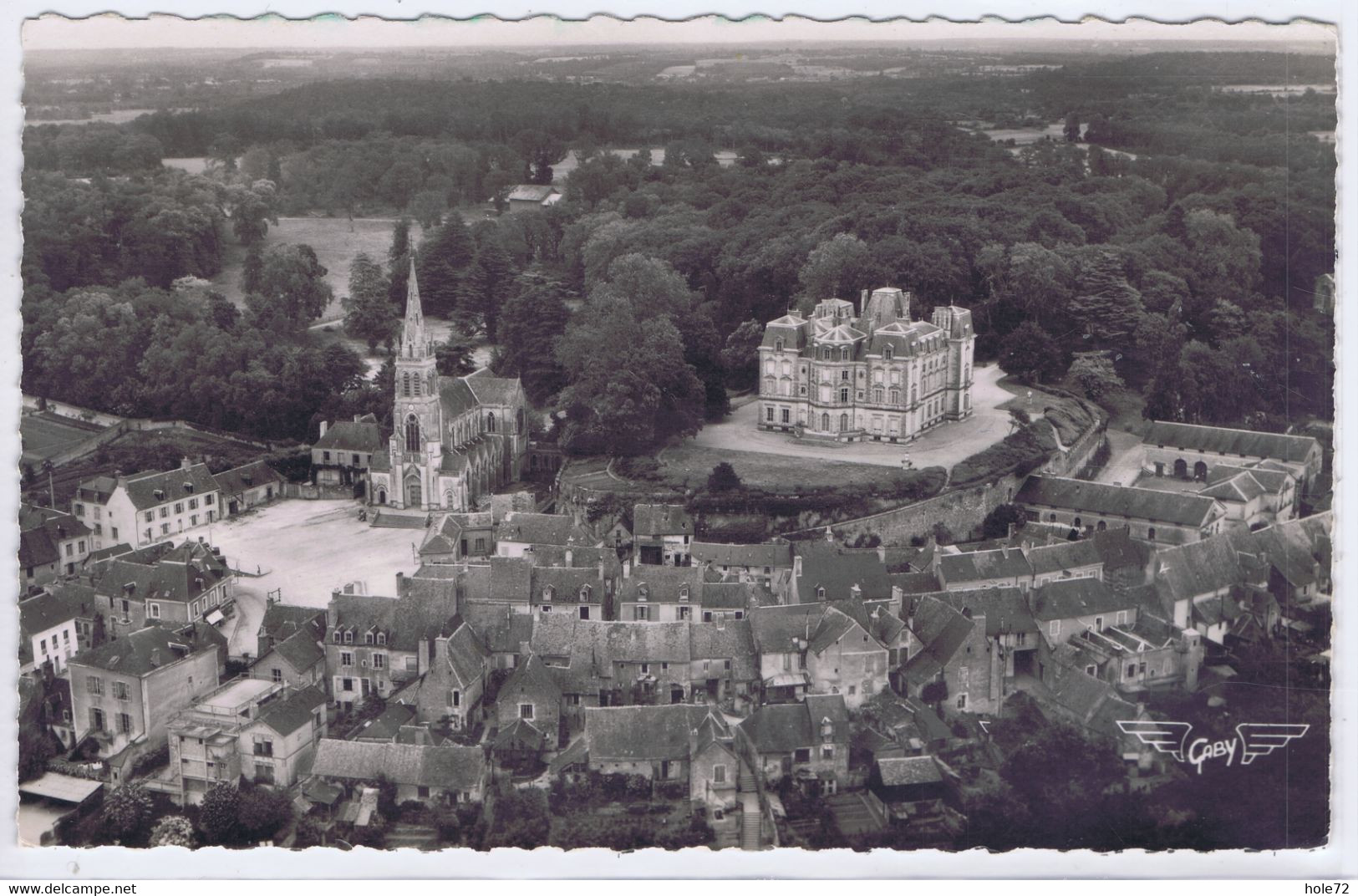 72 - Montfort-le-Gesnois ( Montfort-le-Rotrou)  -  La France Vue Du Ciel.... L'Eglise Et Le Château - Montfort Le Gesnois