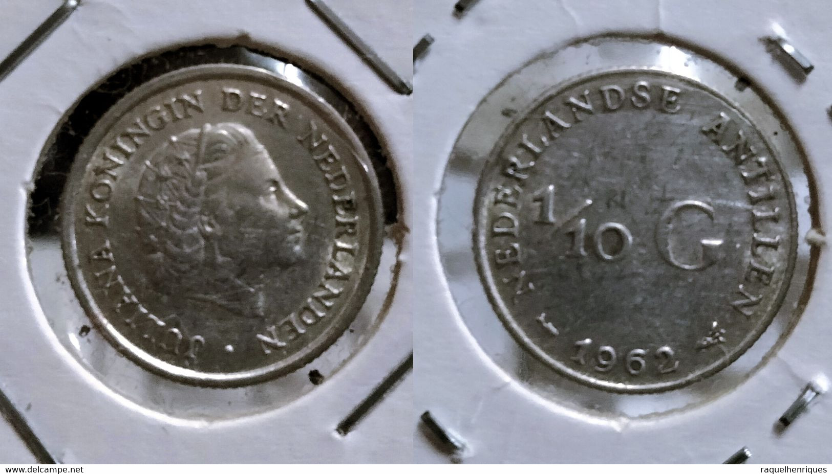 NETHERLANDS ANTILLES 1/10 GULDEN 1962 Km#3 SILVER G#03-33.1) - Niederländische Antillen