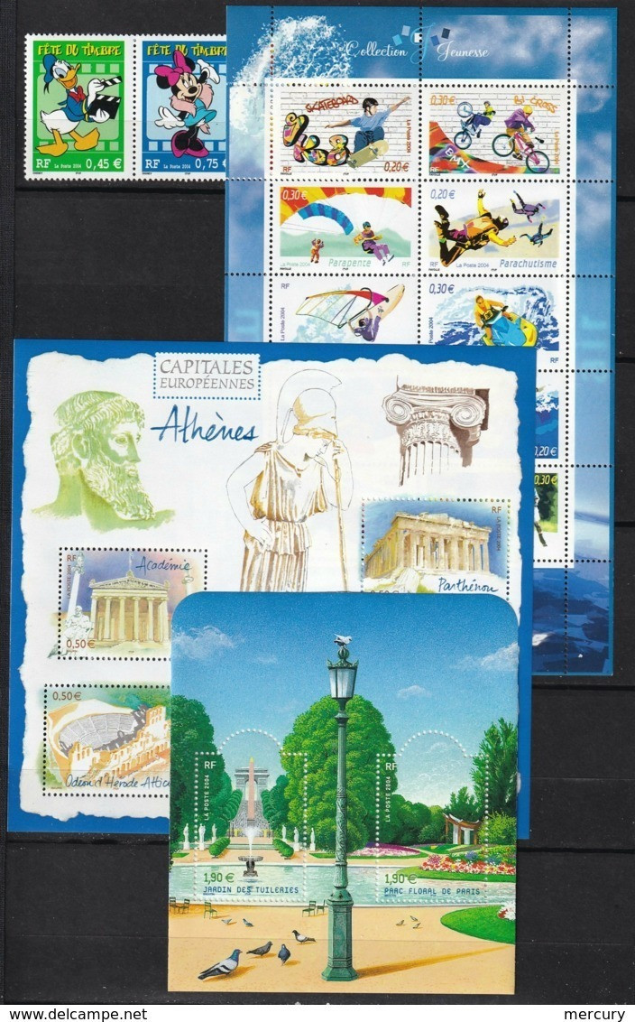 FRANCE - Année 2004 Complète Sans Chanel Autoadhésifs Neuve LUXE - 97 Timbres - 3 Scans - 2000-2009