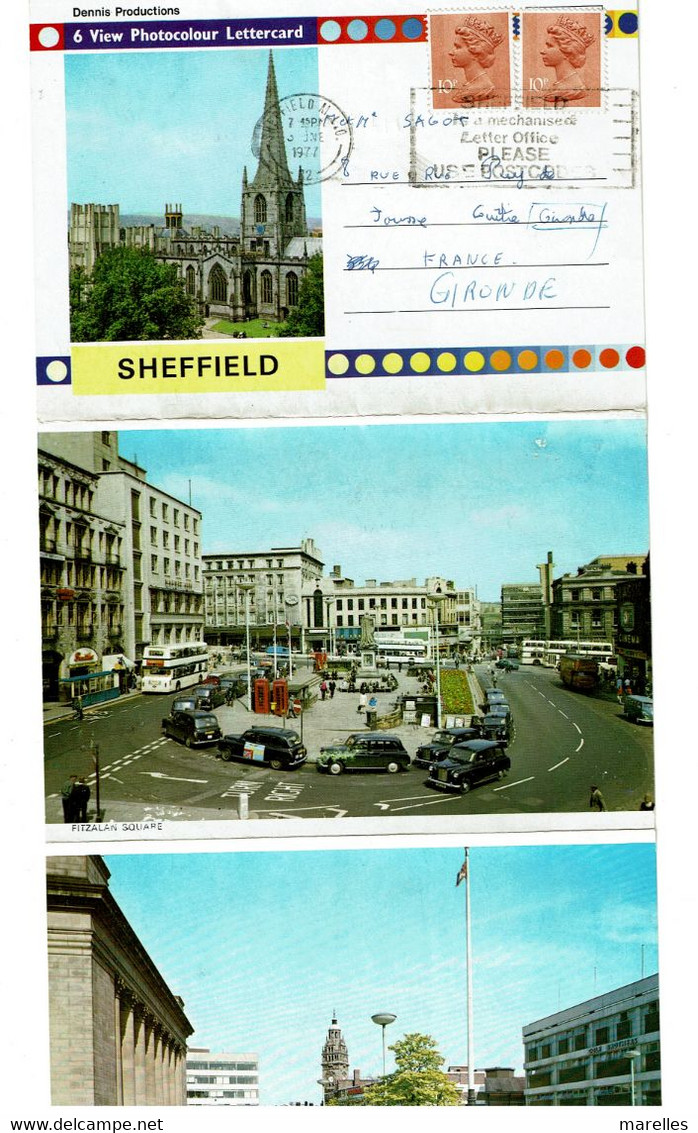 CPSM Angleterre Sheffield Lettercard 6 View Photocolour, 1977 - Sheffield