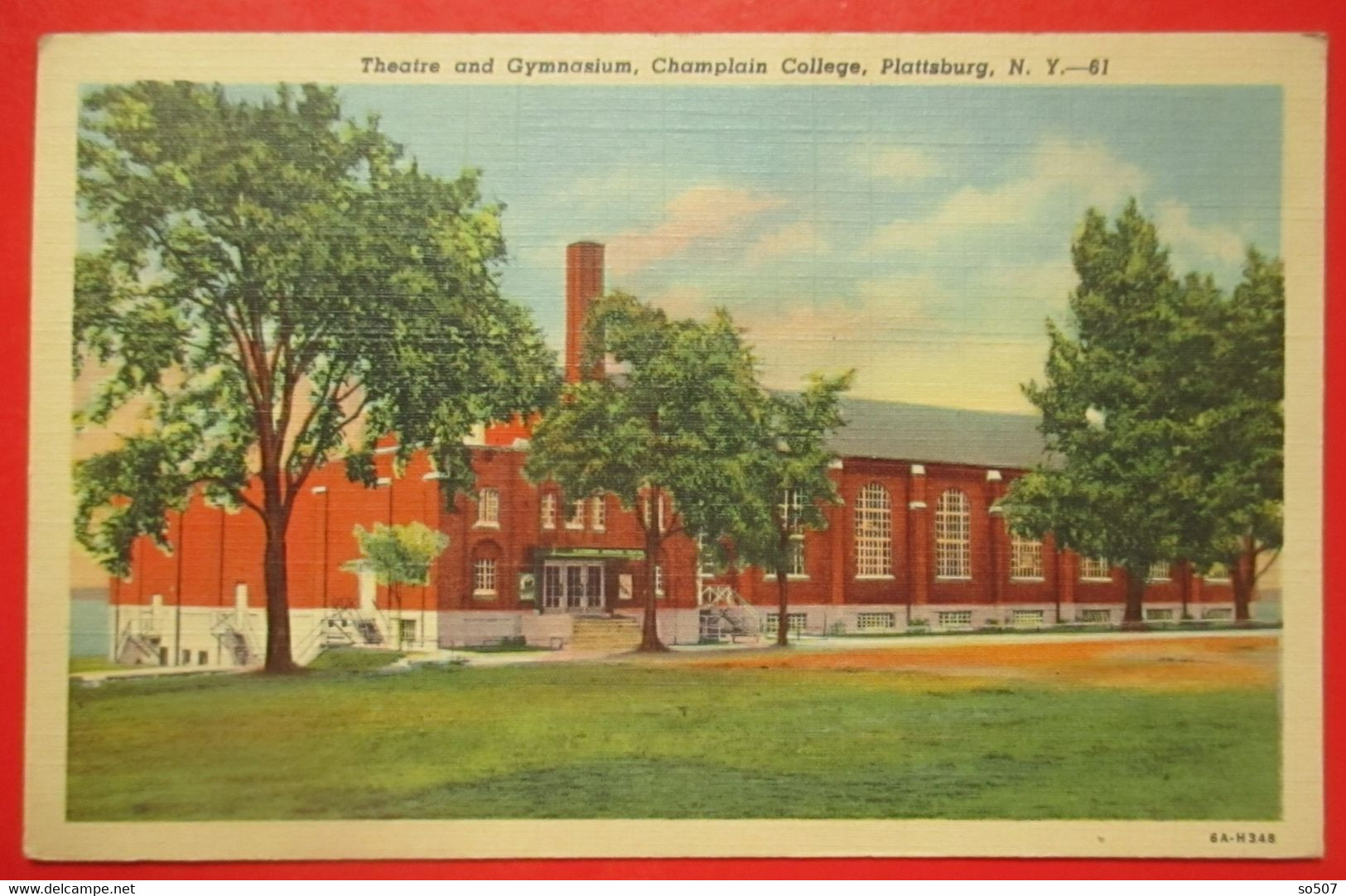 J1-America USA United States-Postcard- Theatre And Gymnasium, Champlain College, Plattsburg, Plattsburgh, New York City - Education, Schools And Universities